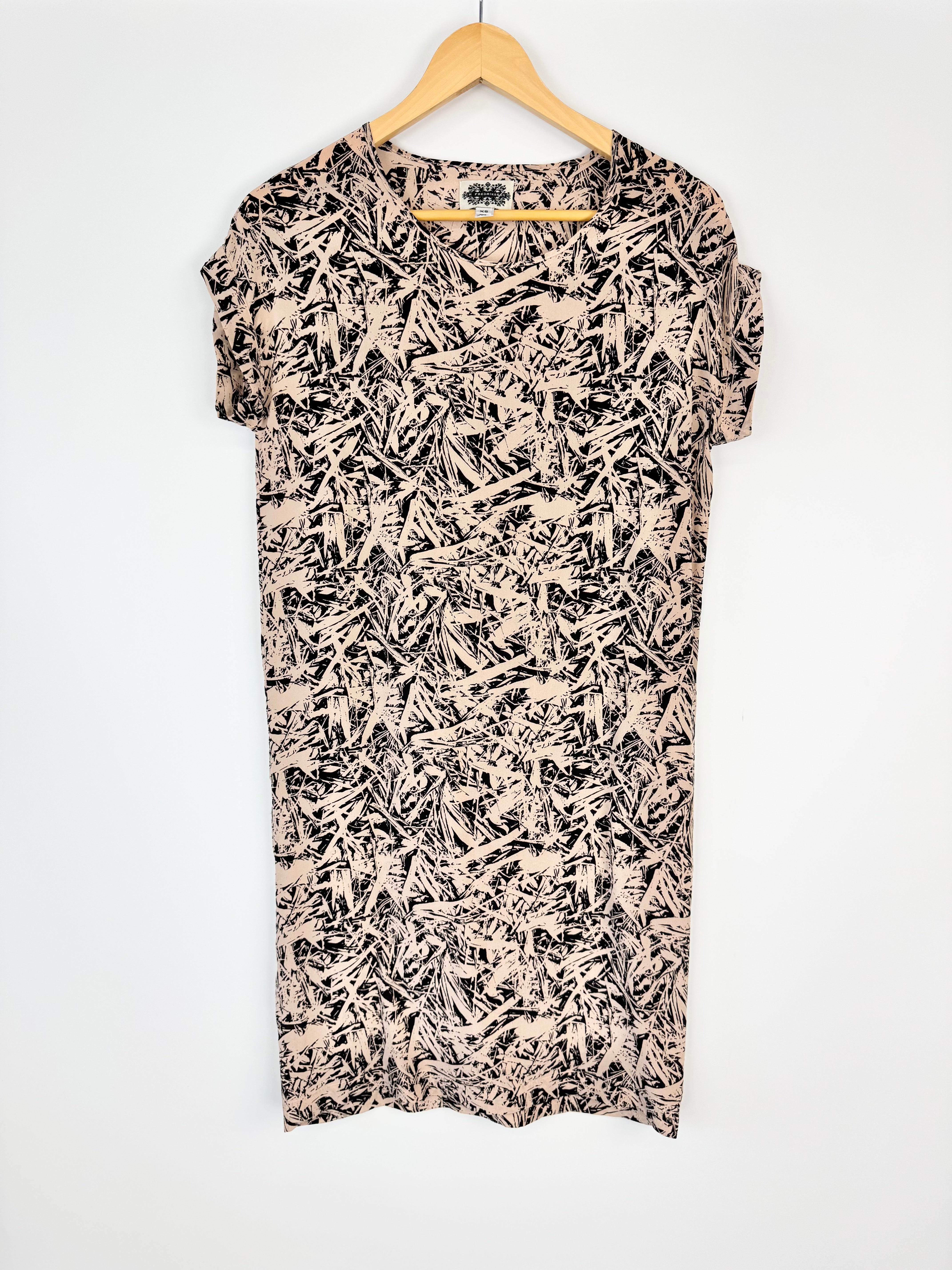 H. Fredriksson Shattered Bamboo Abstract Print Silk Dress - AU6