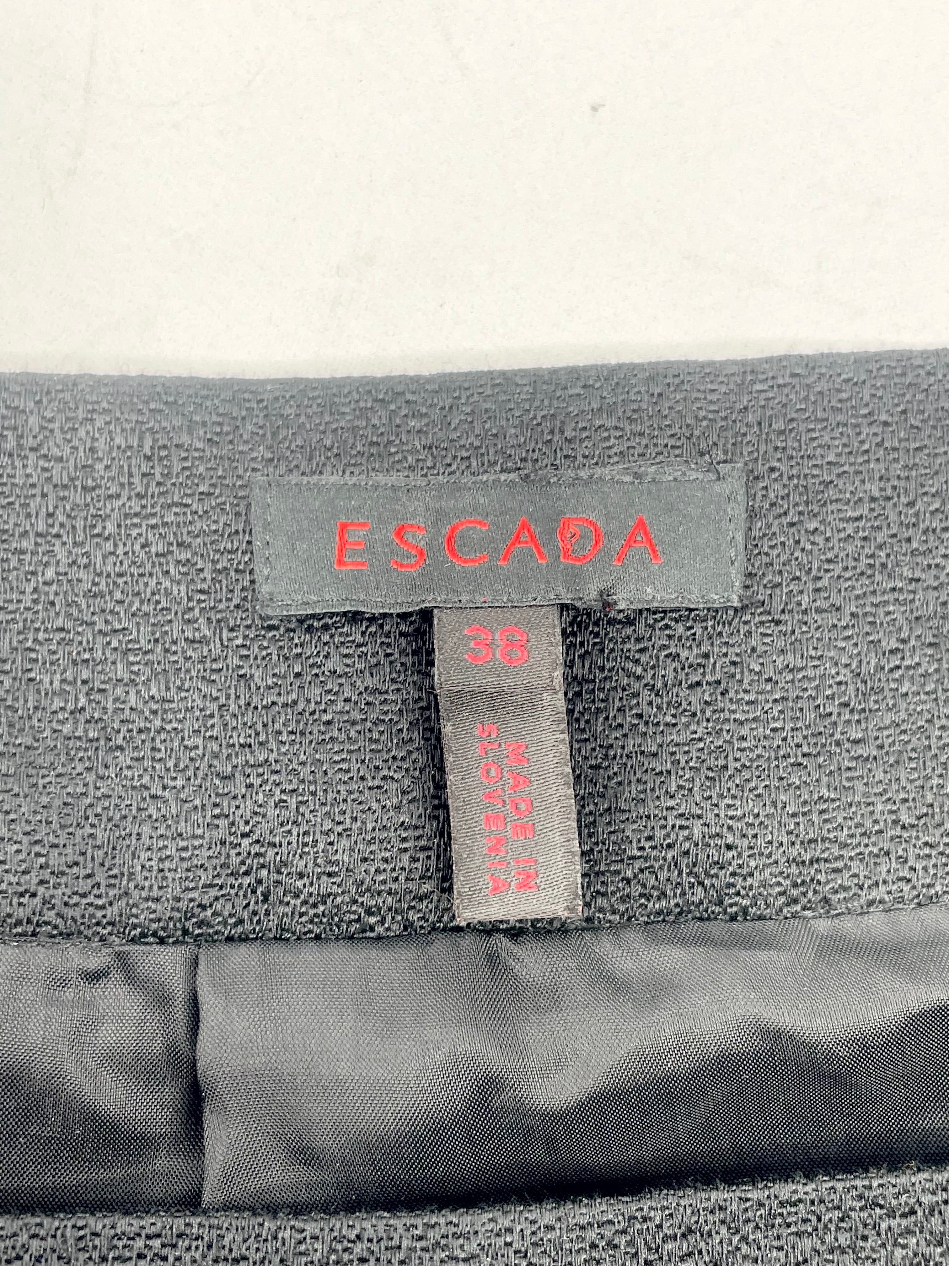 Escada Textured Black Wool & Silk-Blend Midi Skirt - AU10