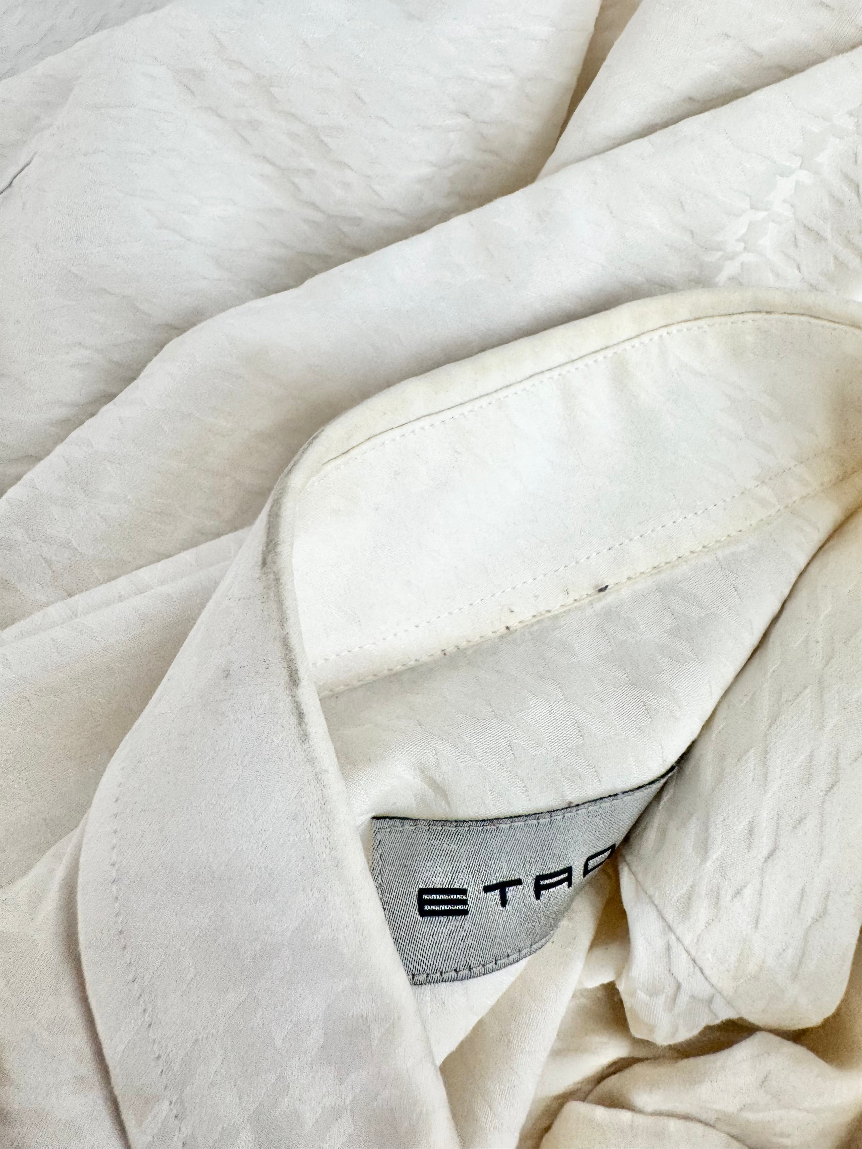 Etro Milano Cream Houndstooth Pattern Shirt - M