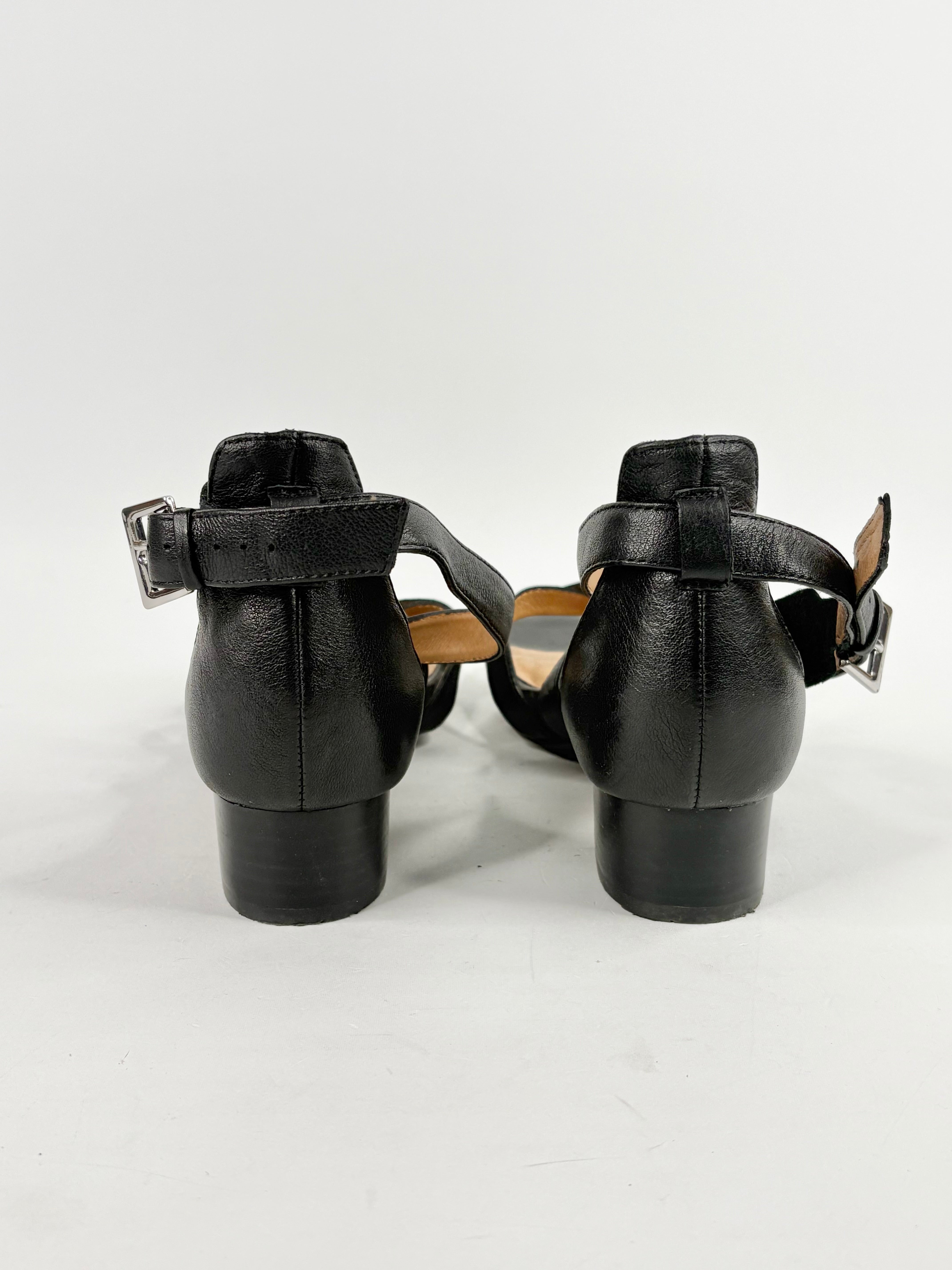 Frankie4 Black Leather Sandals - EU41