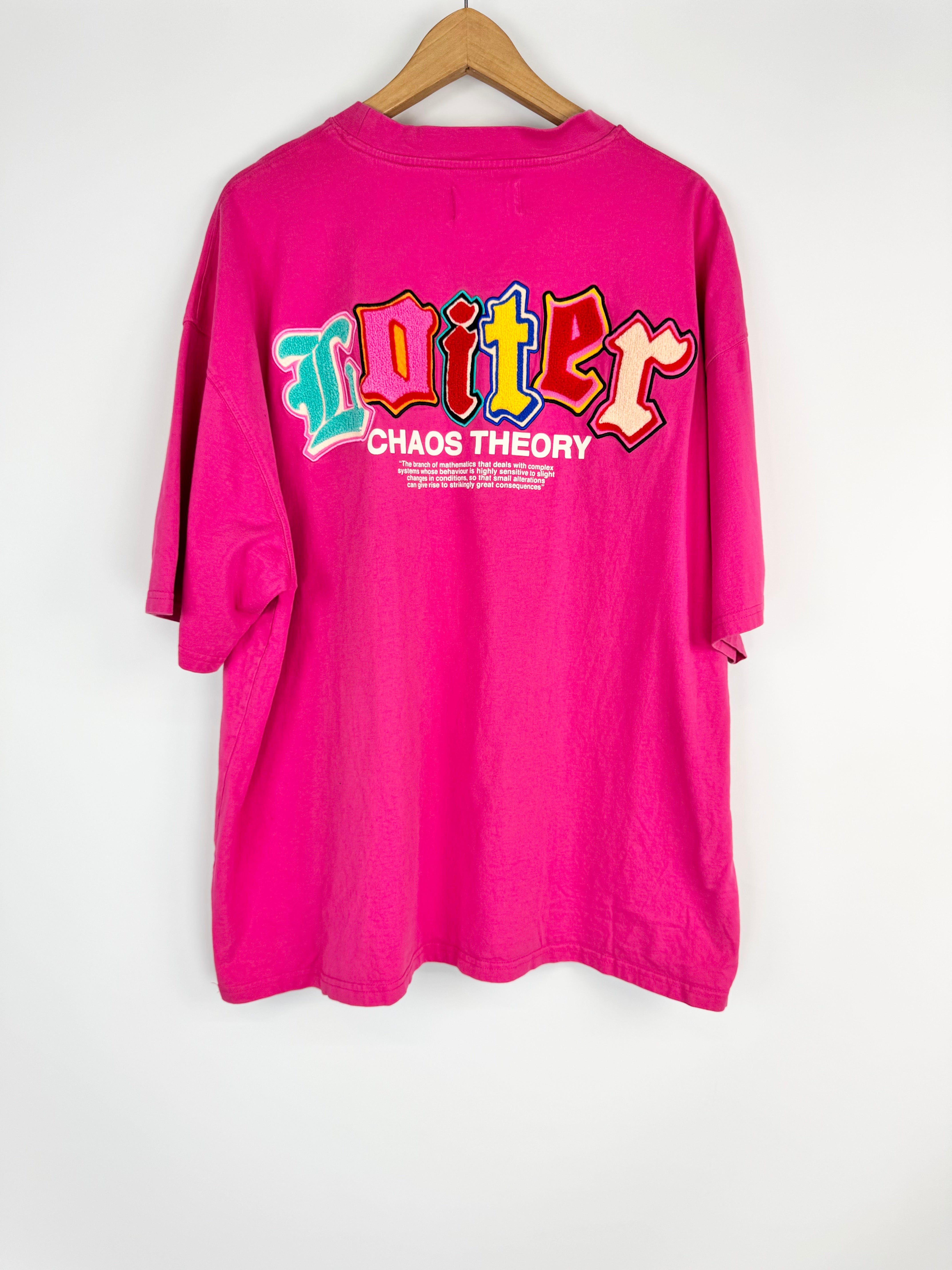 Loiter Hot Pink 'Chaos Theory' Embroidered T-Shirt - 3XL