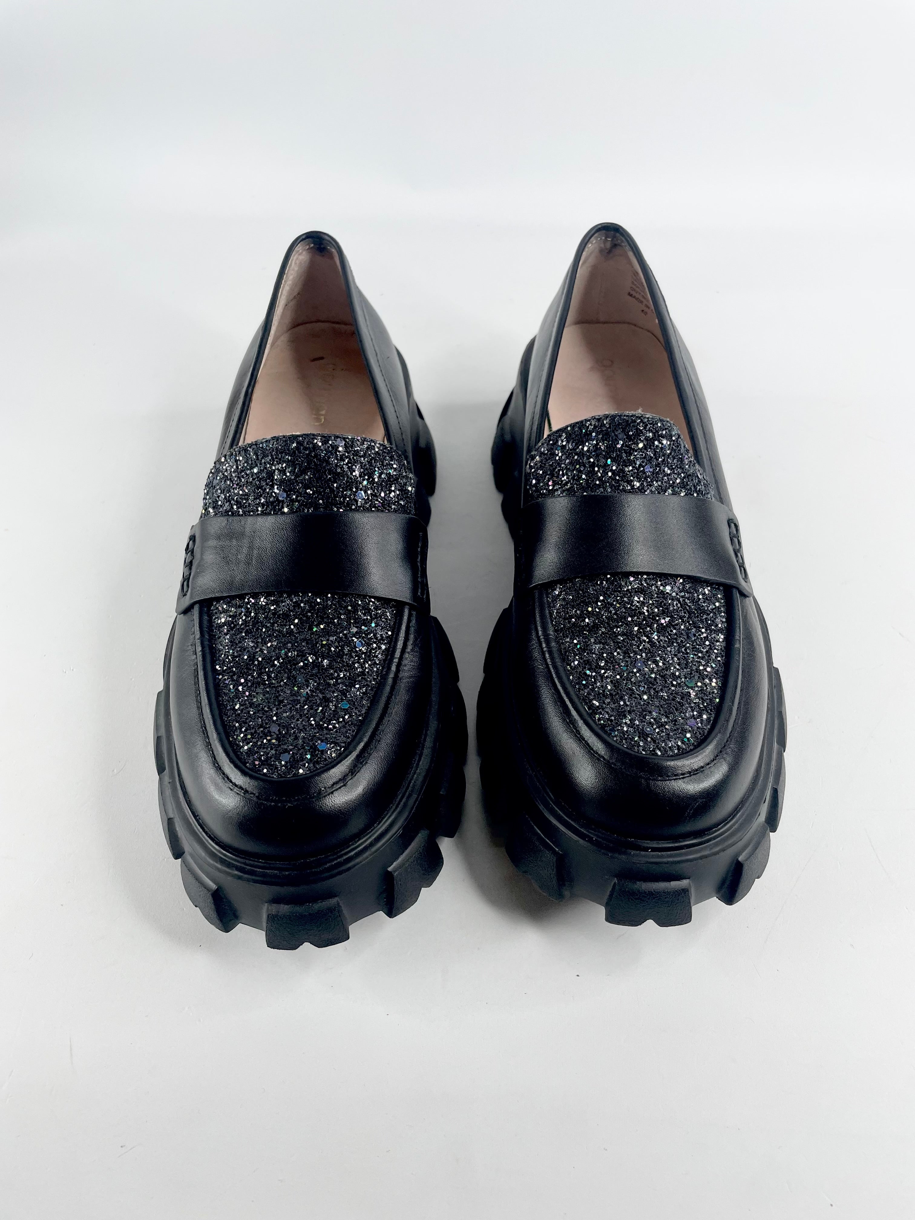 Gorman Black Glitter Leather Loafers - EU40