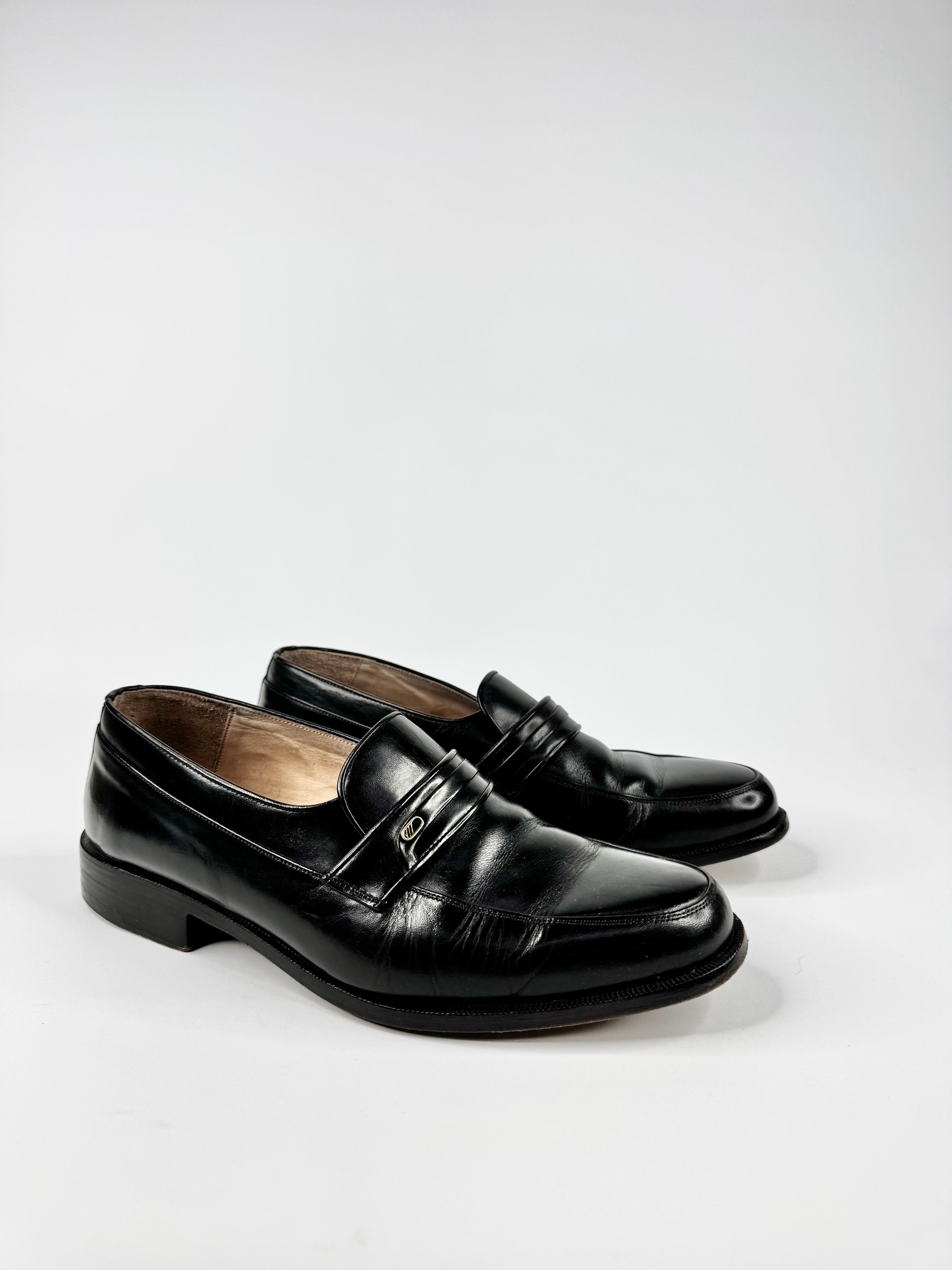 Vintage Italian Made Black Leather Loafers - 7