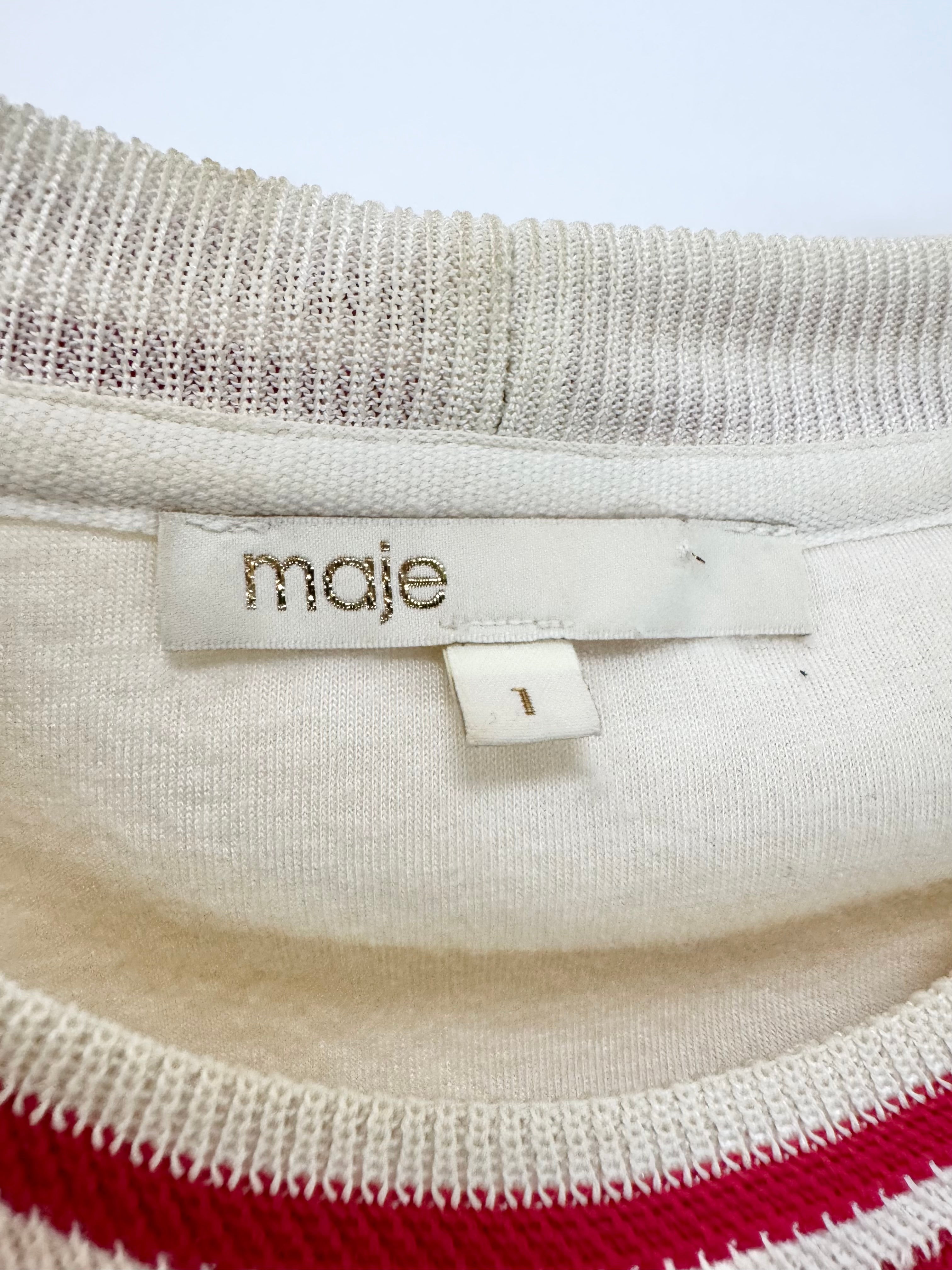 Maje Cream 'Butterfly 7' Embroidered Sweater - AU8/10