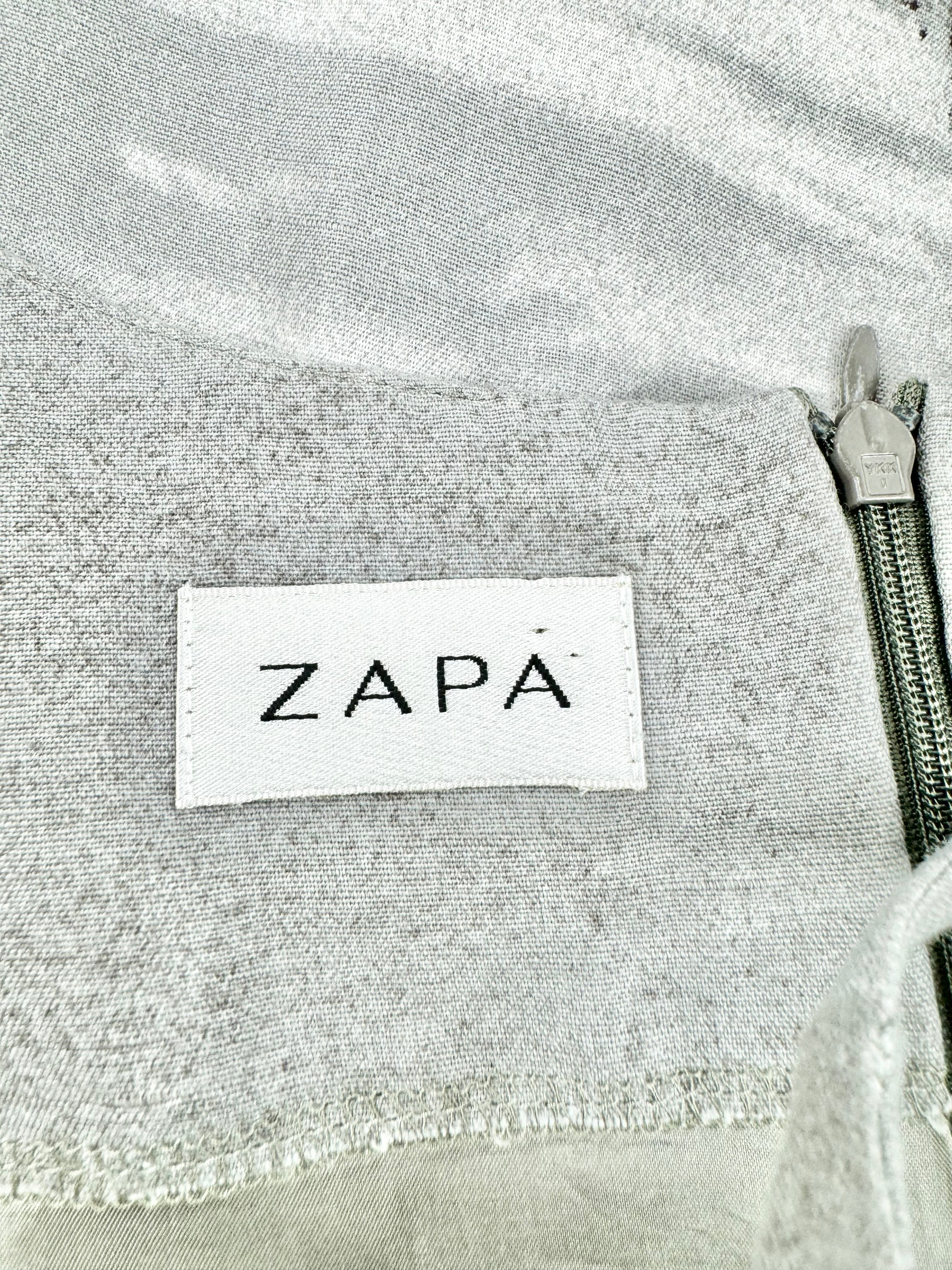 Zapa Grey Linen Cityscape Slip Dress - AU8/10