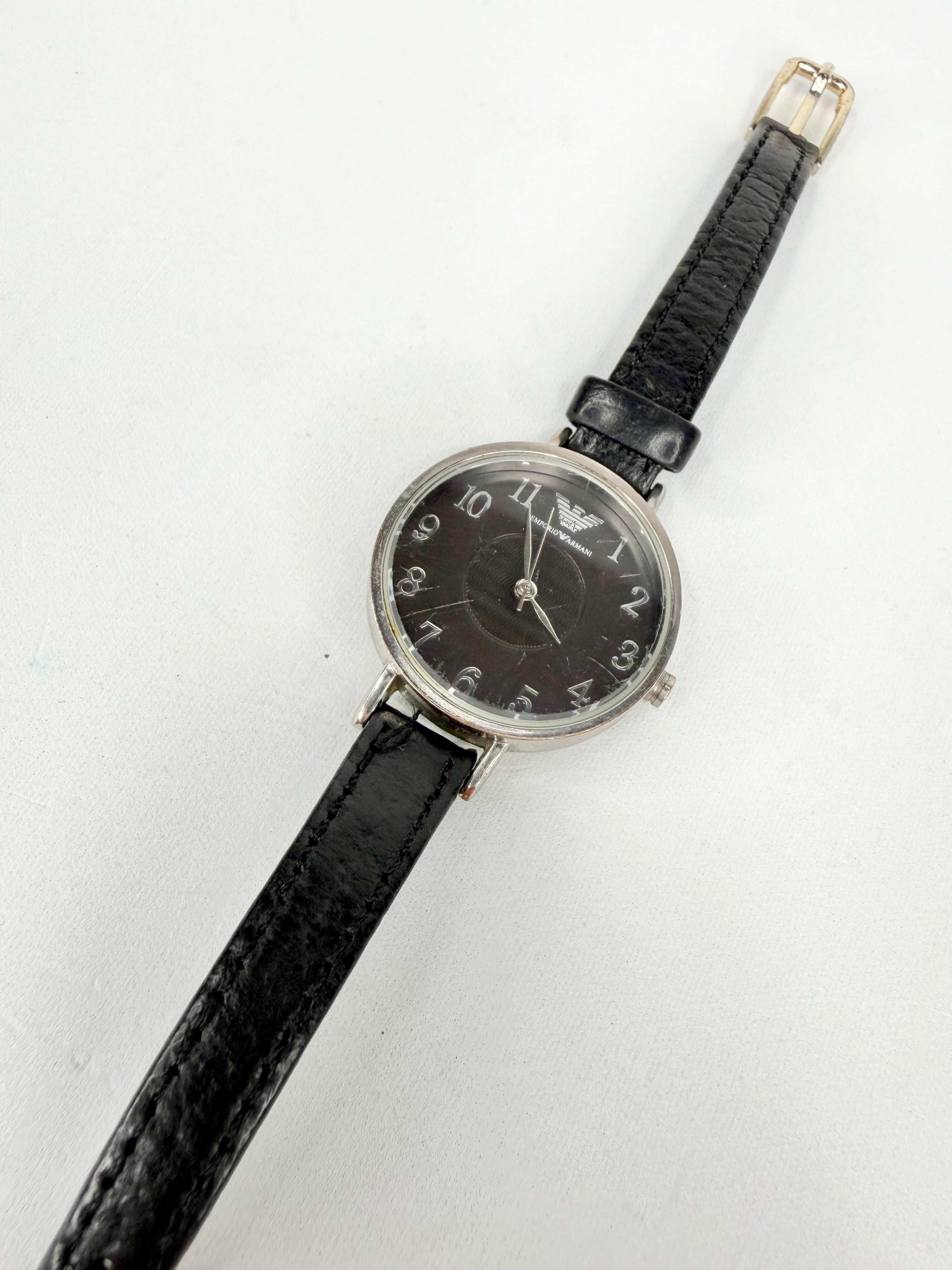 Emporio Armani Black & Silver Stainless Steel Watch