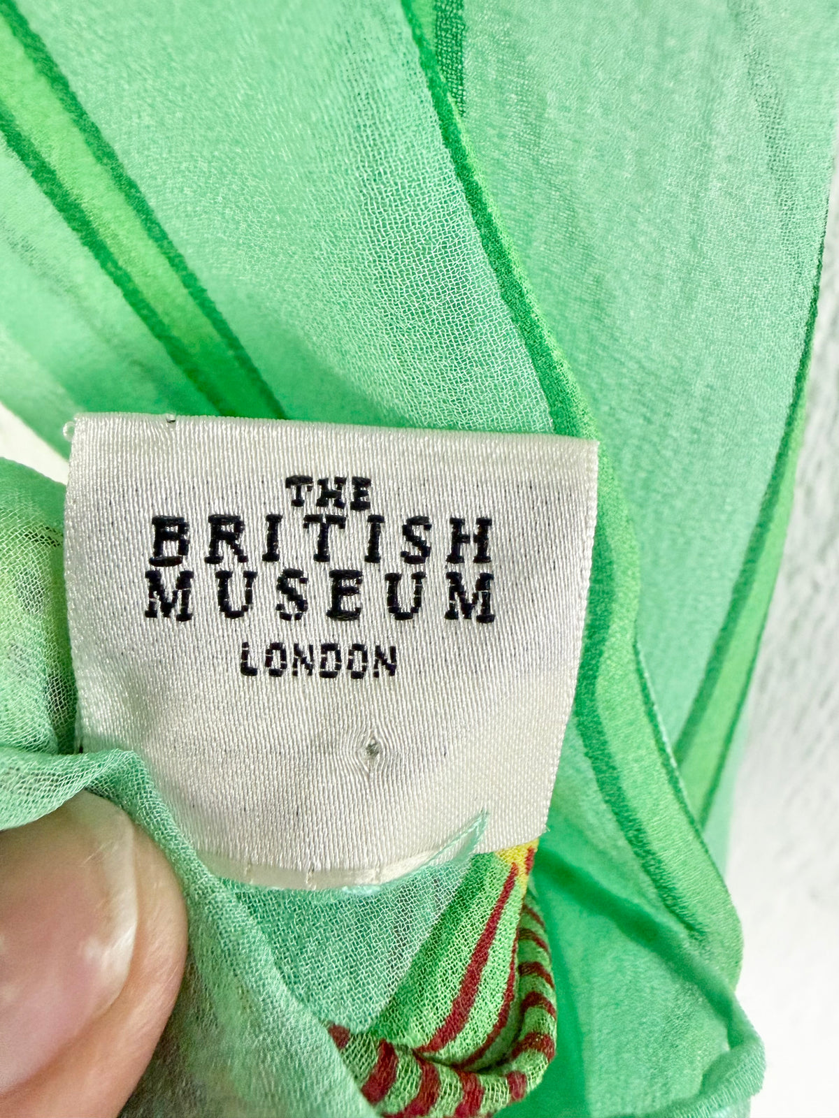 The British Museum Green Egyptian Lotus Flower Patterned Silk Scarf