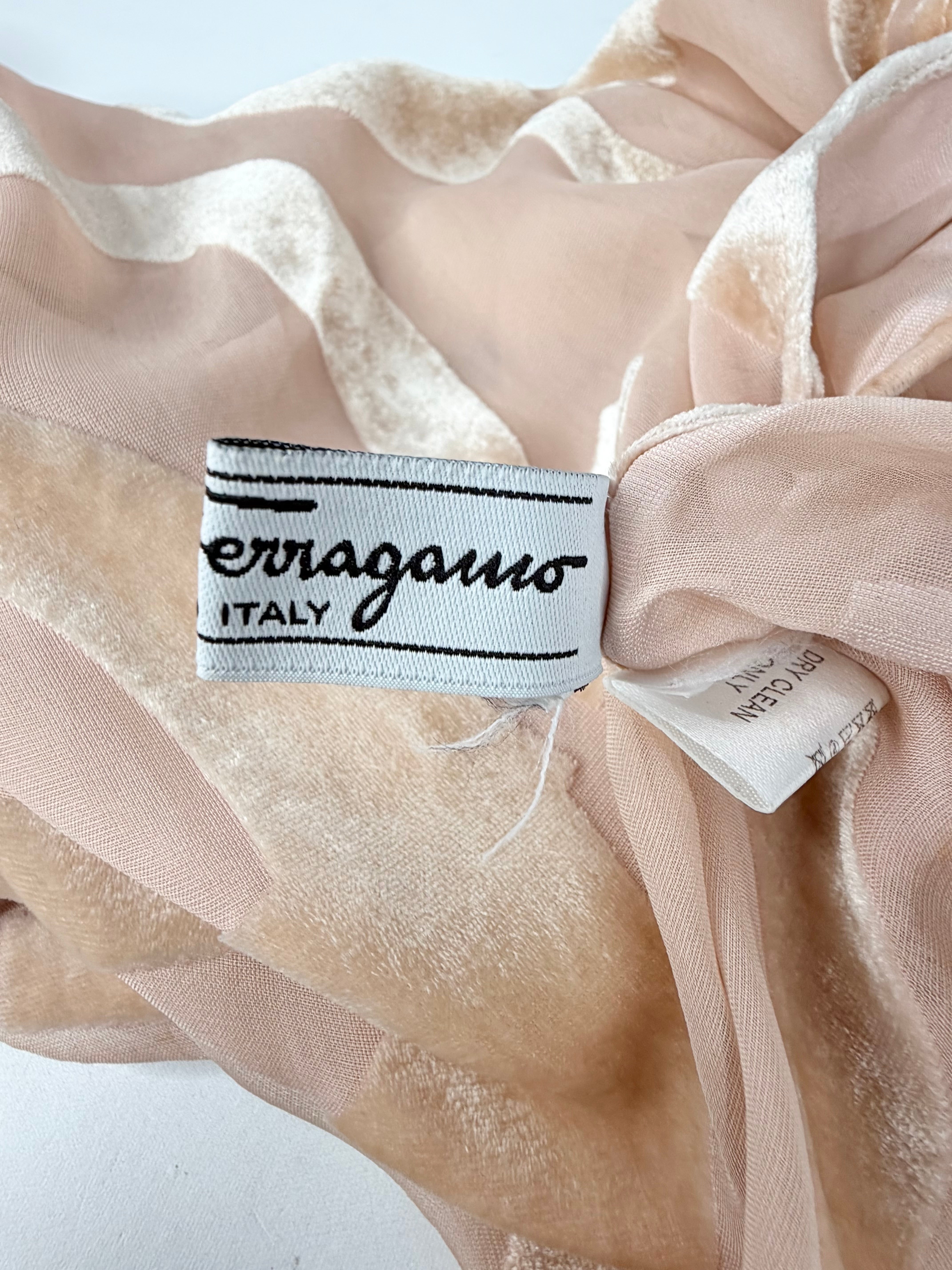 Salvatore Ferragamo Peach Burnt Velvet Scarf