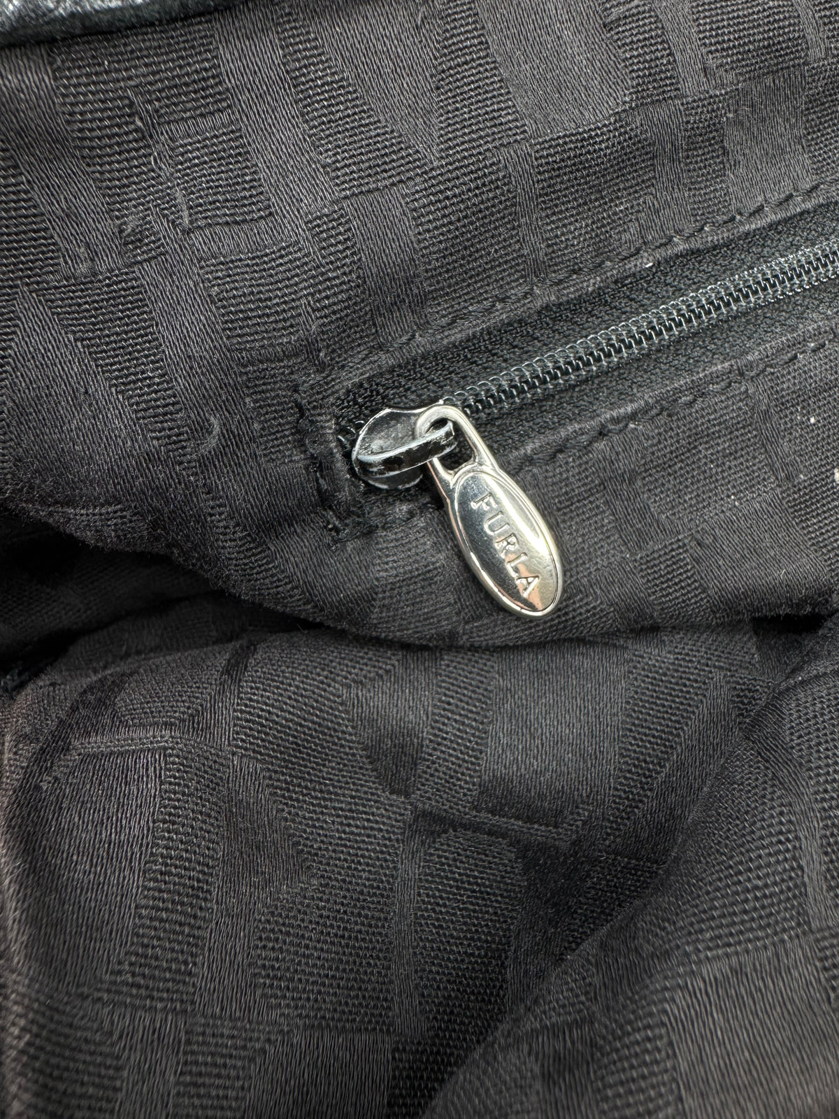 Furla Black Grained Hobo Bag