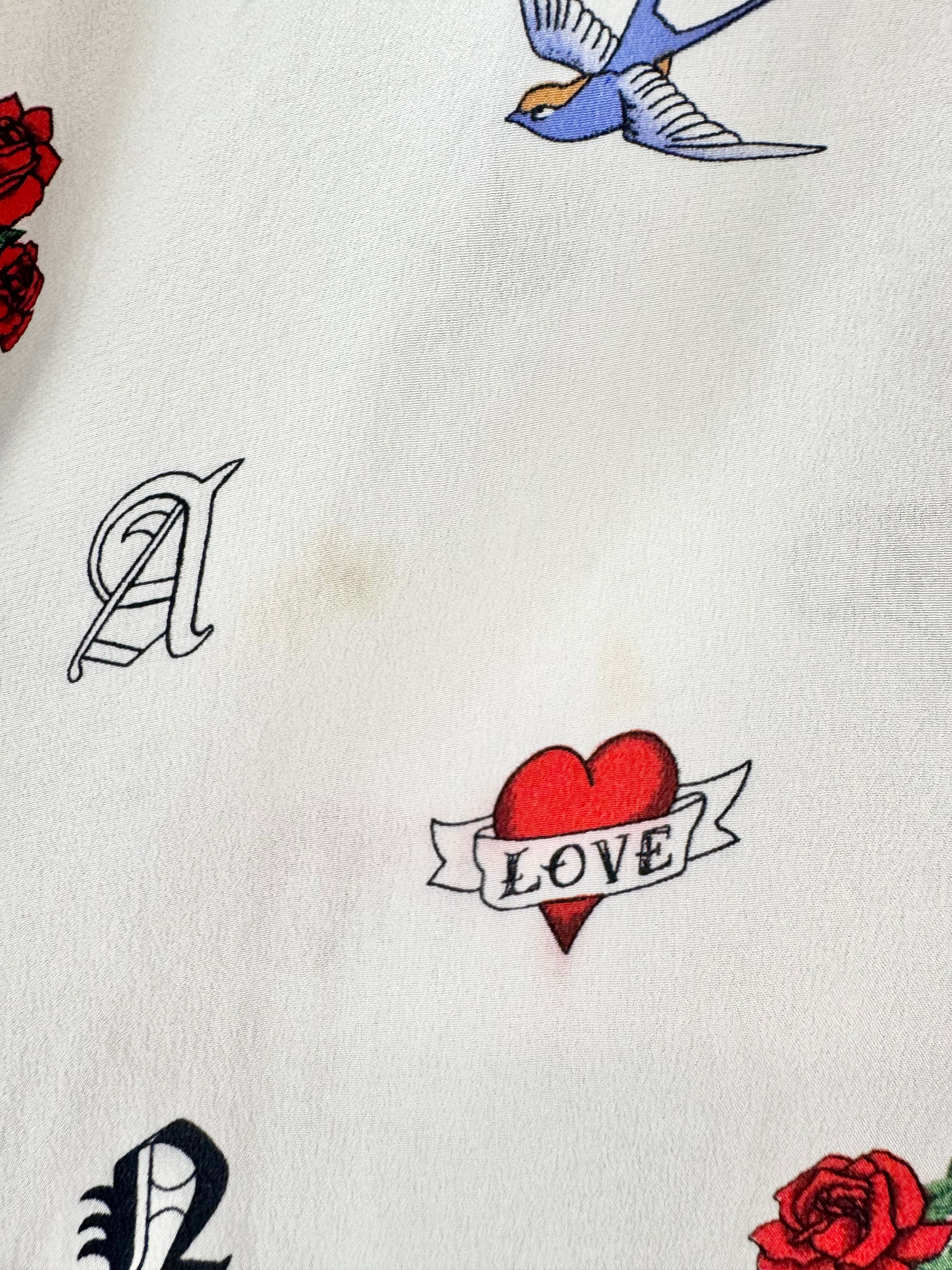 Sandro Silk Tattoo Print Top - AU8/10