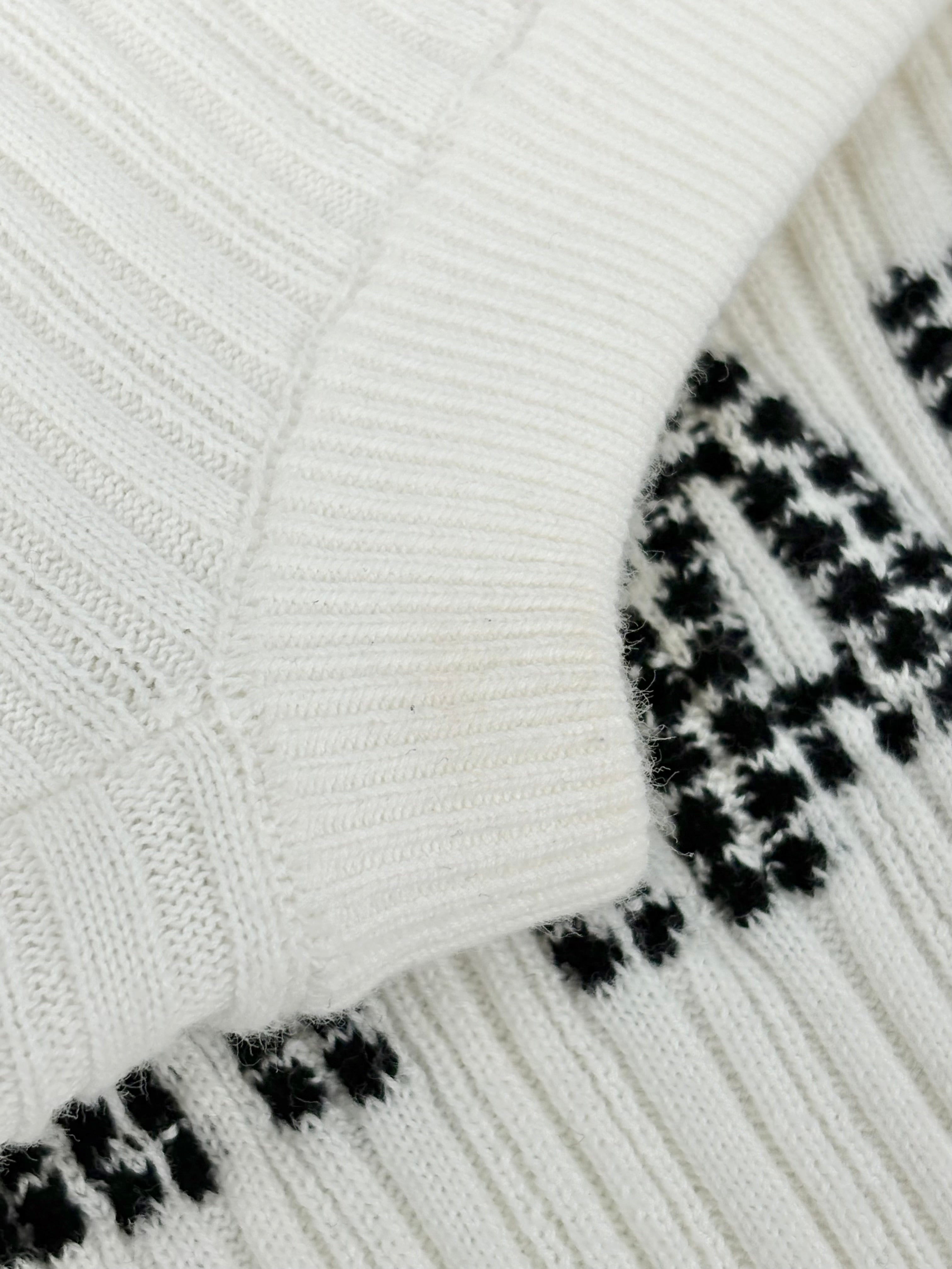 Chanel Ecru Rib-Knit Short Sleeve Top - AU10