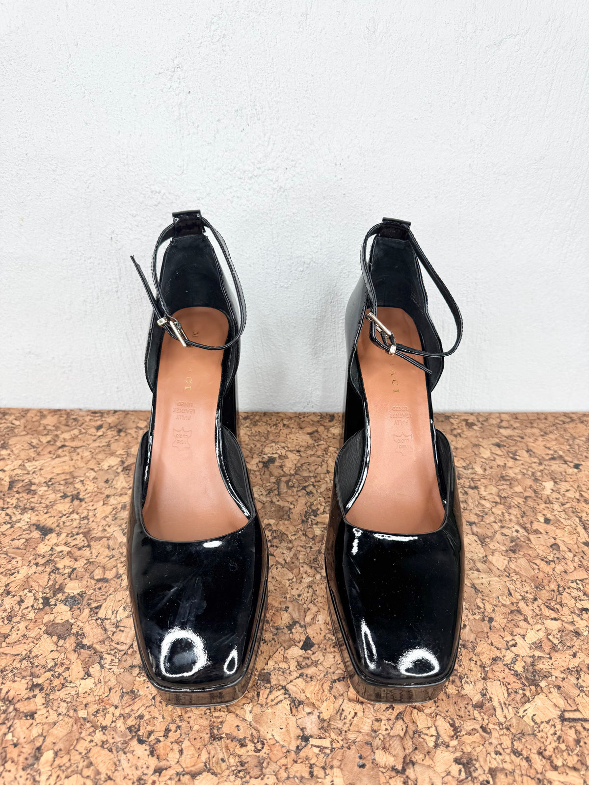 Mi Piaci Black Patent Leather 'Marilyn' Platform Mary Janes - EU41