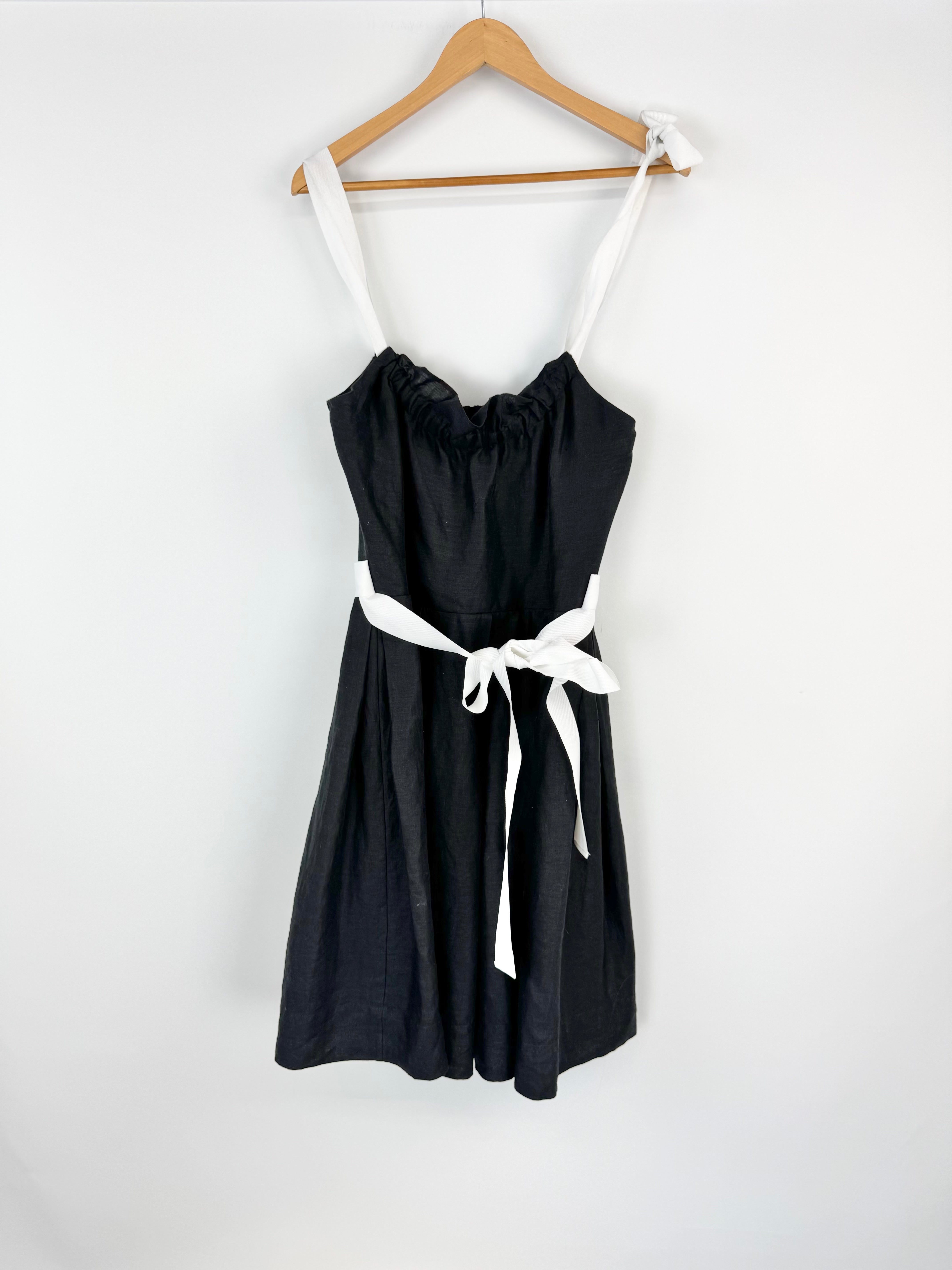 Nicolangela Black & White Linen Summer Dress - AU10/12