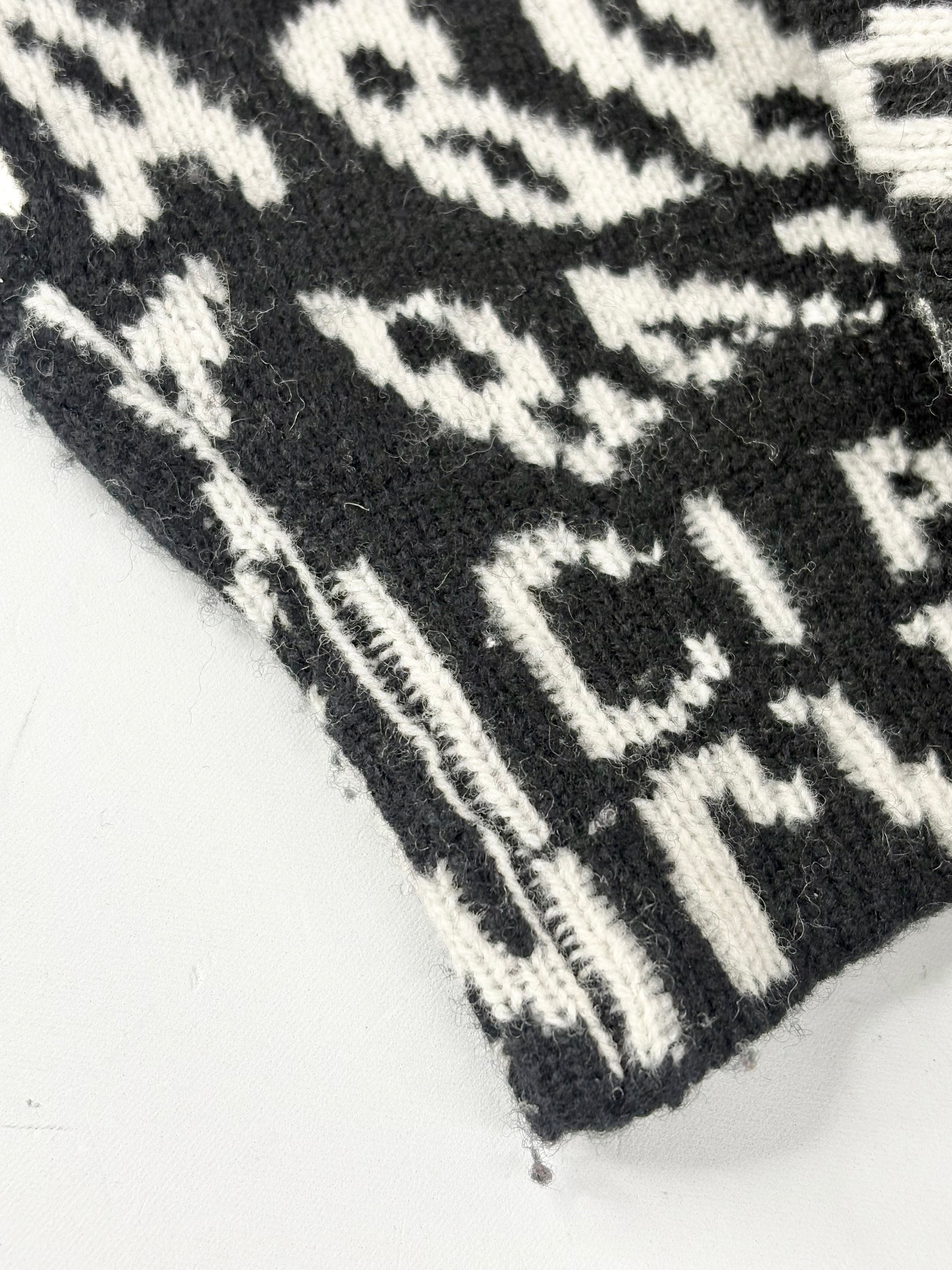 Balenciaga Black & White All-Over Print Logo Knit Turtleneck Sweater - AU8/10