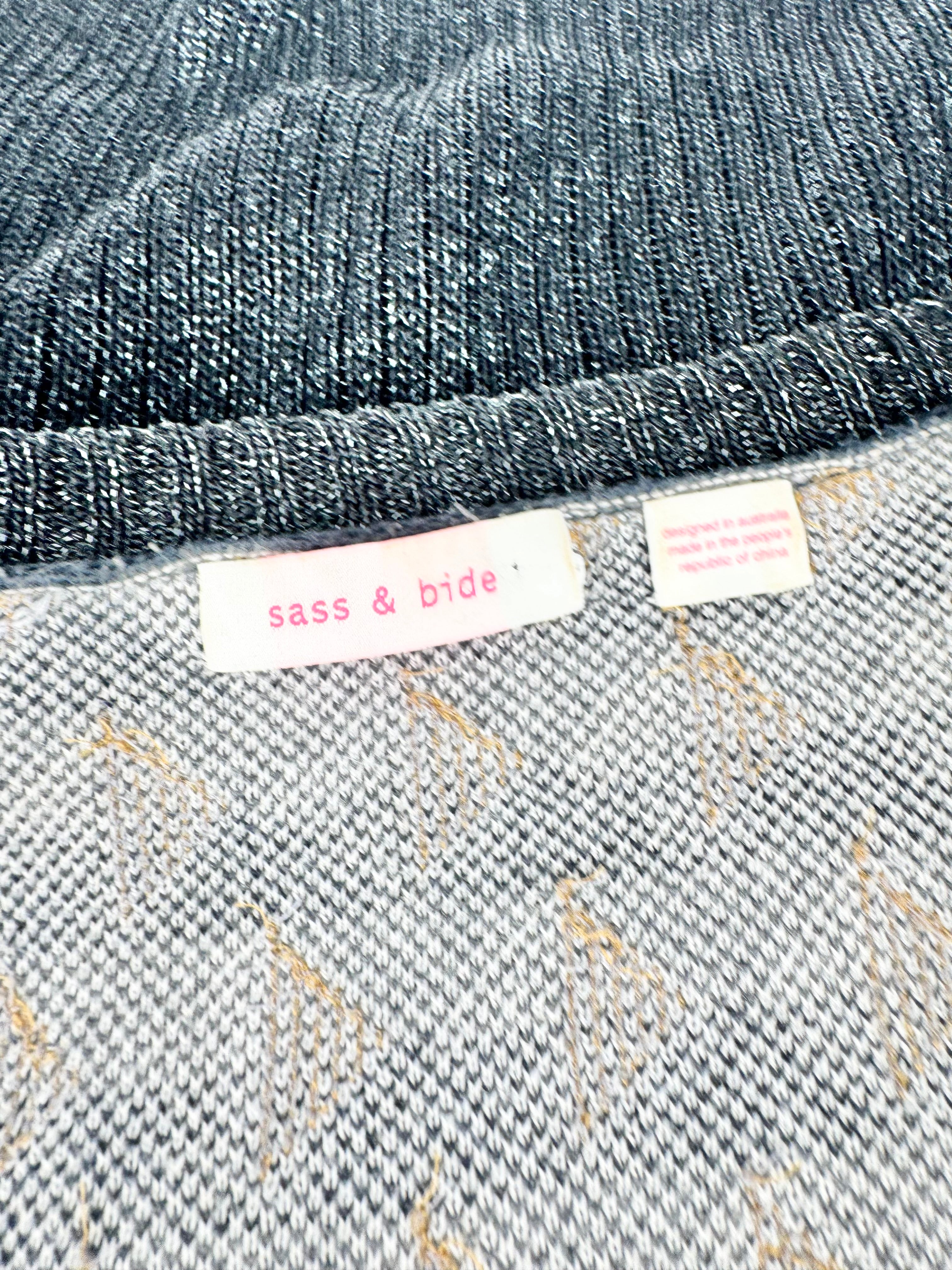 Sass & Bide 'Kicky Saints' Black, Grey & Cream Sequin Pattern Jumper - AU10/12