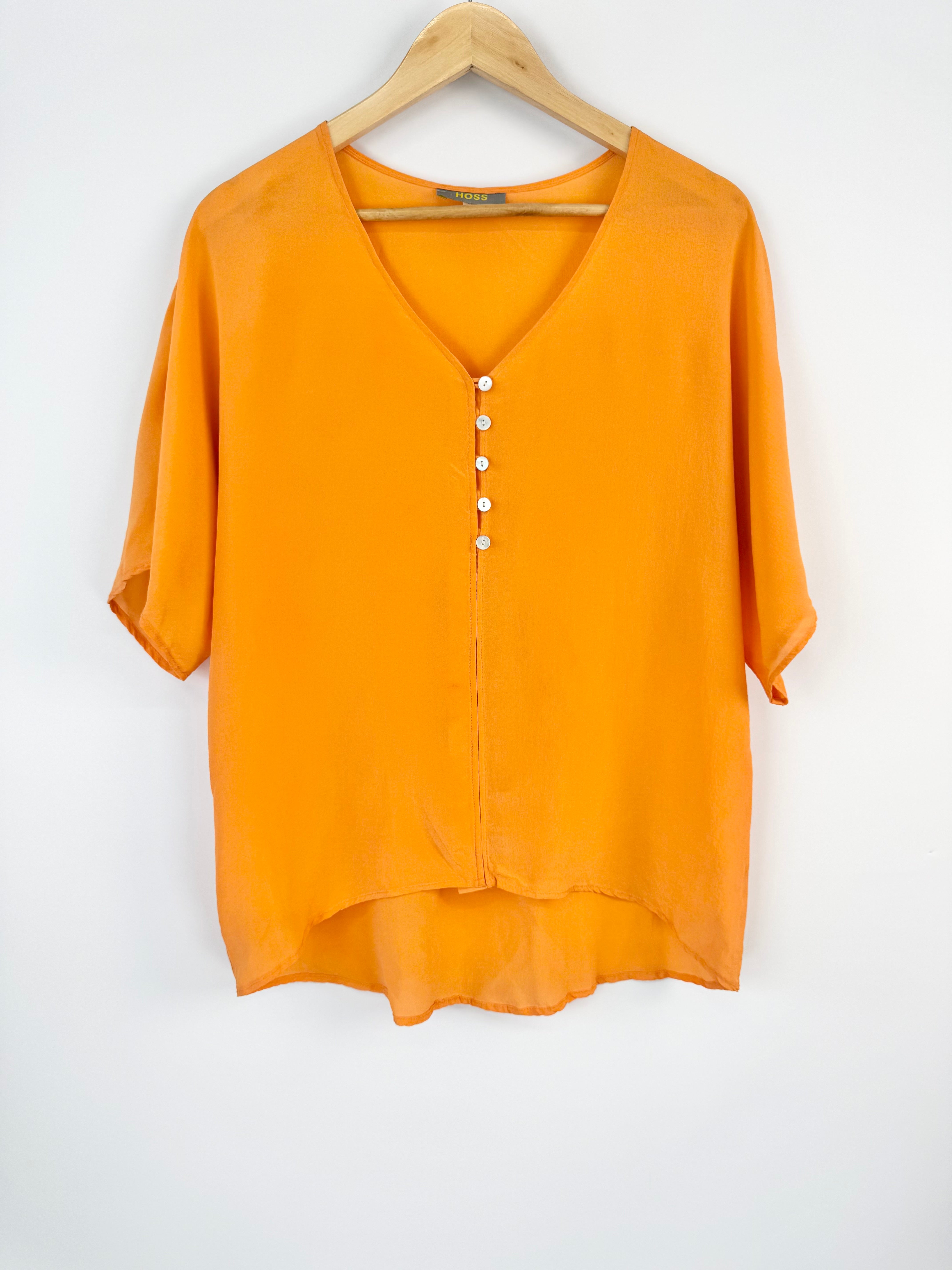 Hoss Clementine Orange Silk Blouse - AU10