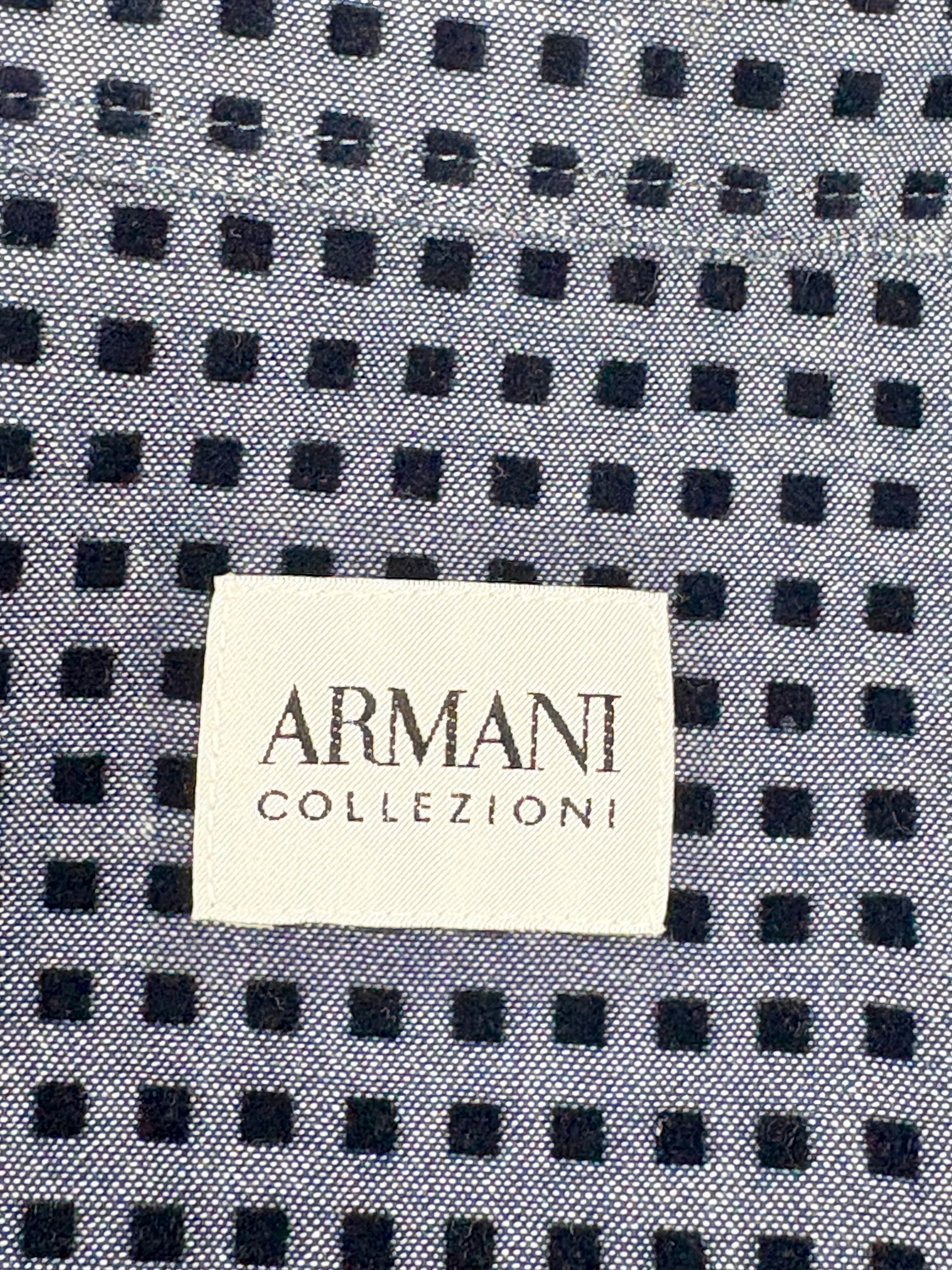 Armani Collezioni Pigeon Blue Felted-Square Pattern Shirt - XL