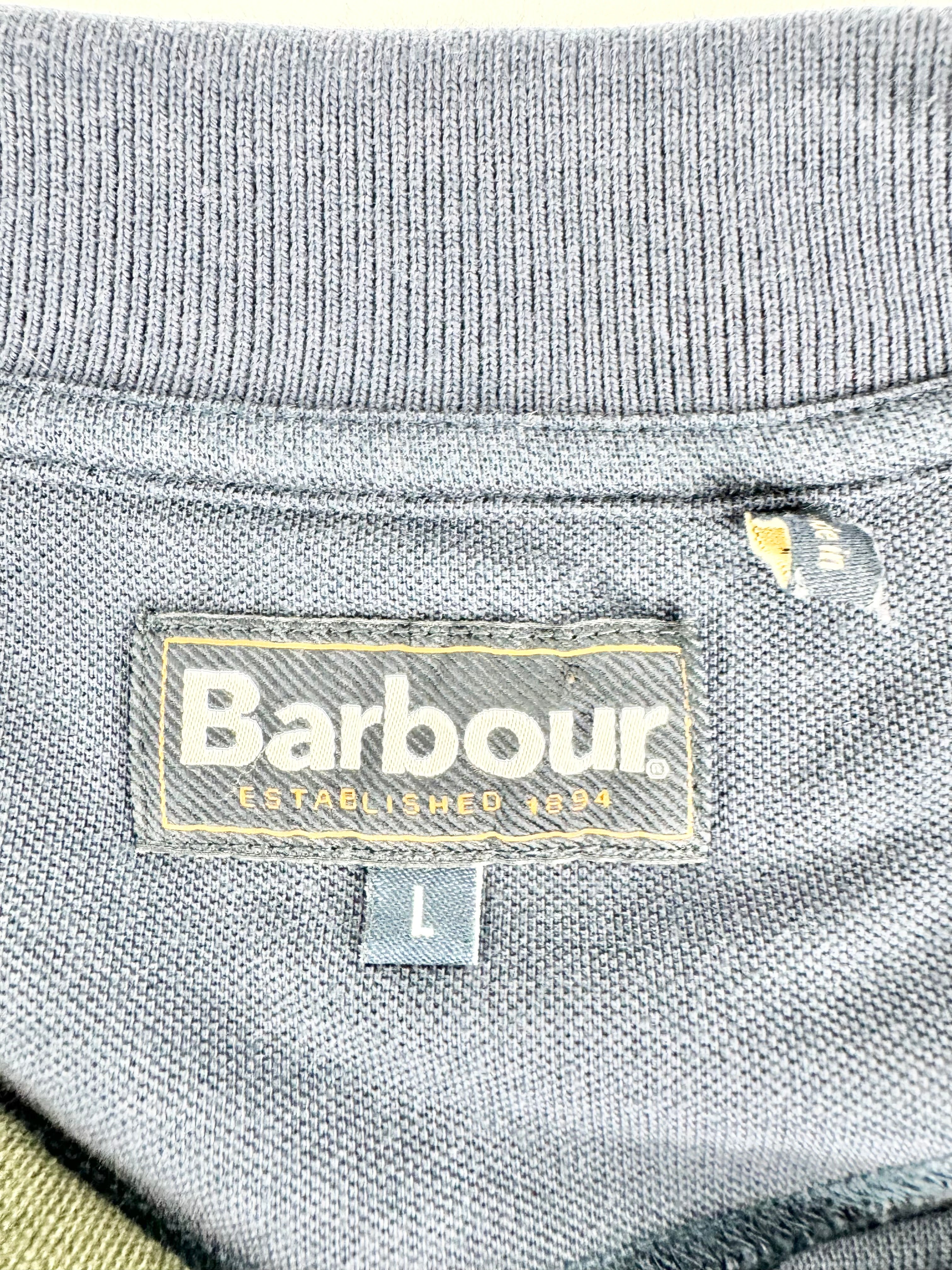 Barbour Navy Blue Cotton Blend Polo Top - L