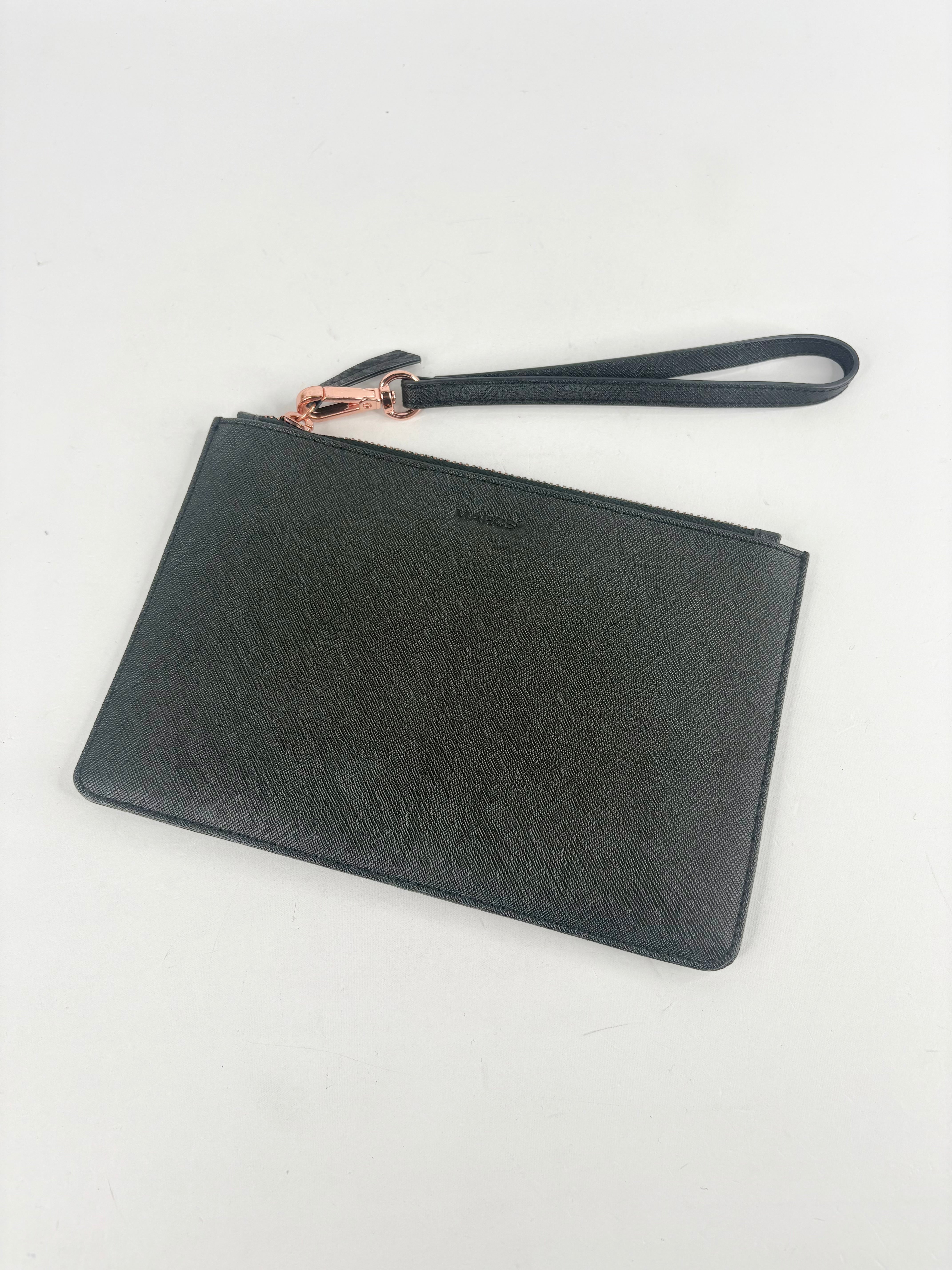 Marcs Black Grained Leather & Rose Gold Hardware Clutch