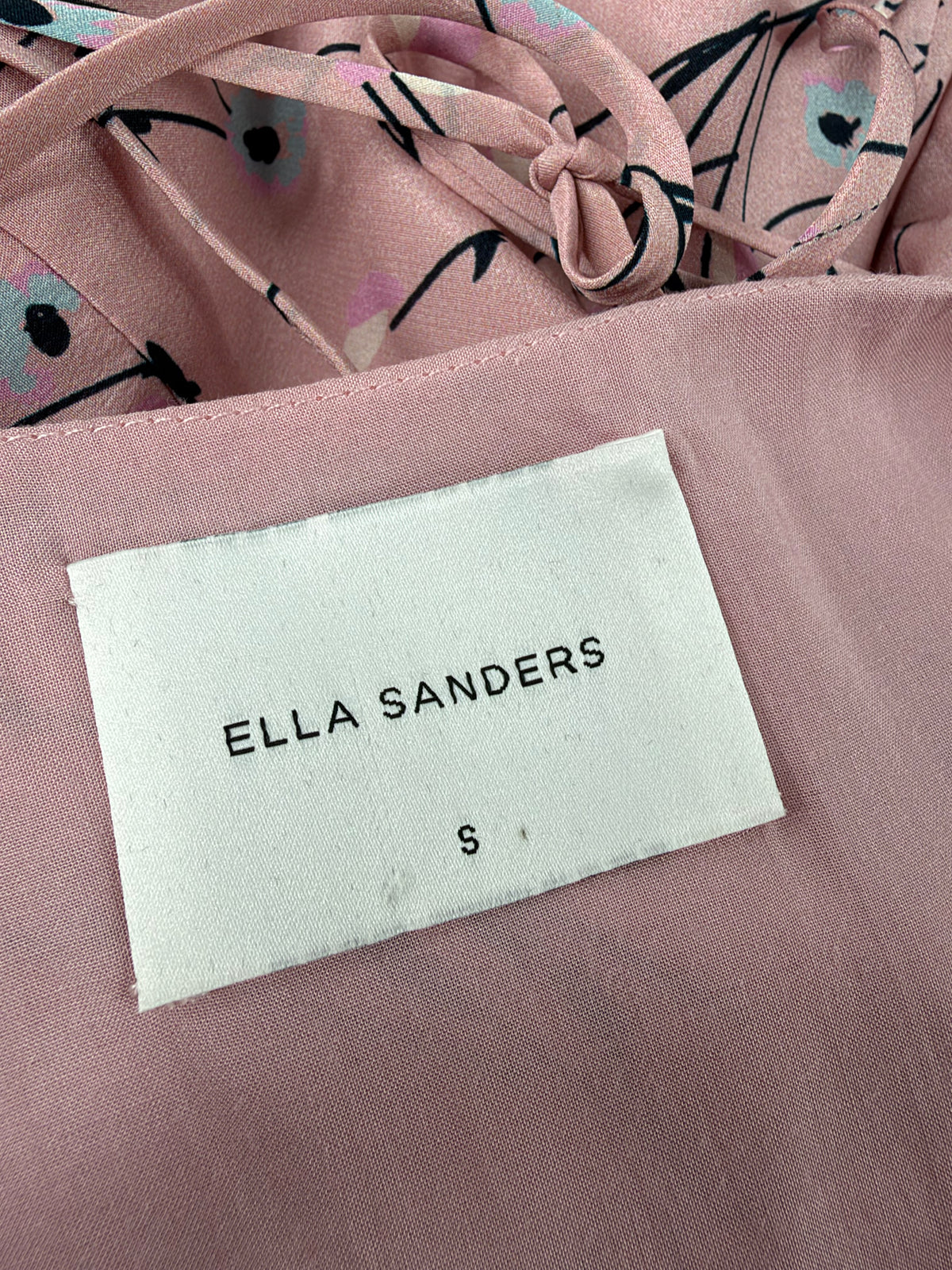 Ella Sanders Pale pink Floral Patterned Silk Dress - AU8/10