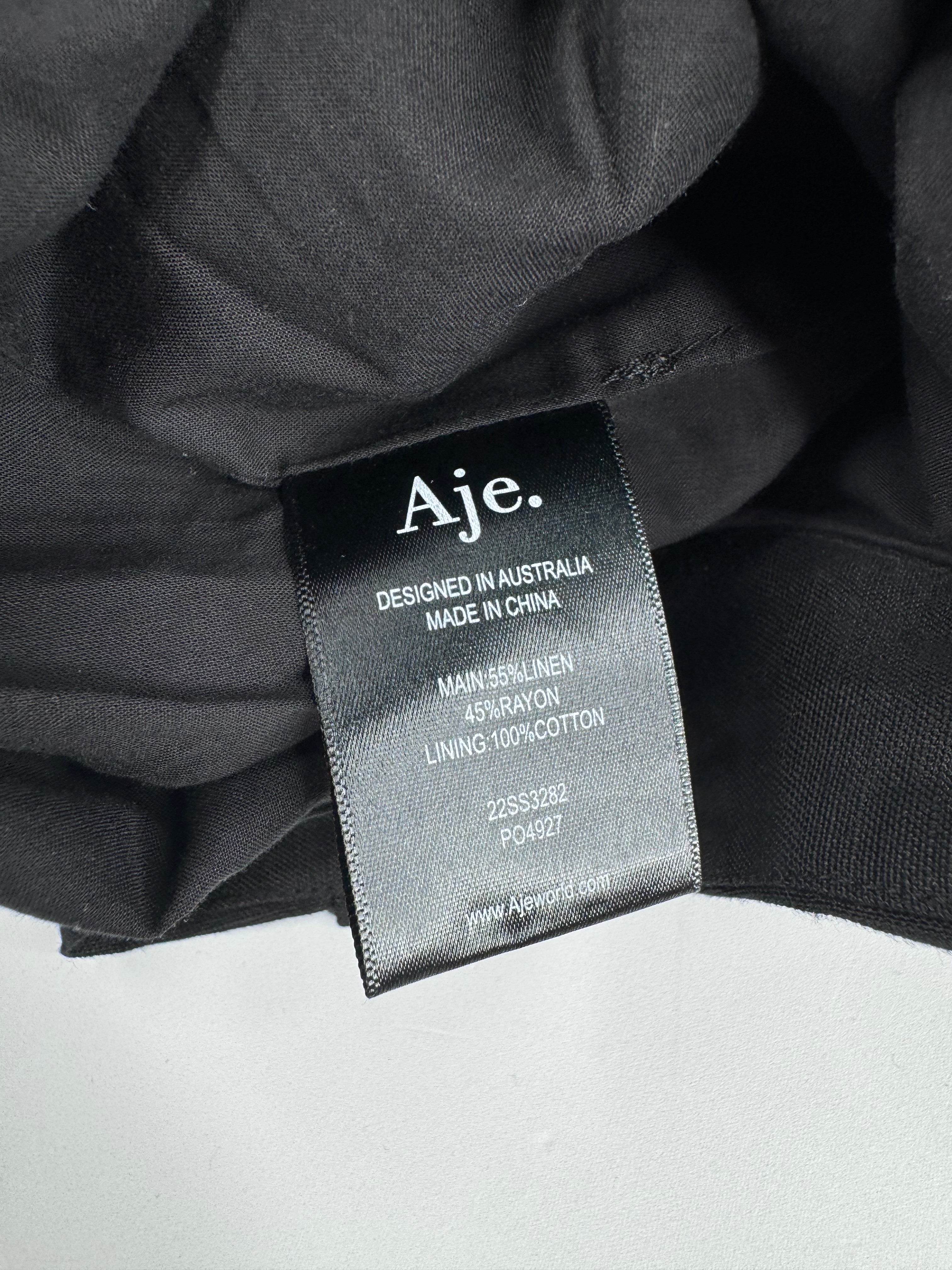 Aje Black Linen Blend Slacks - AU12