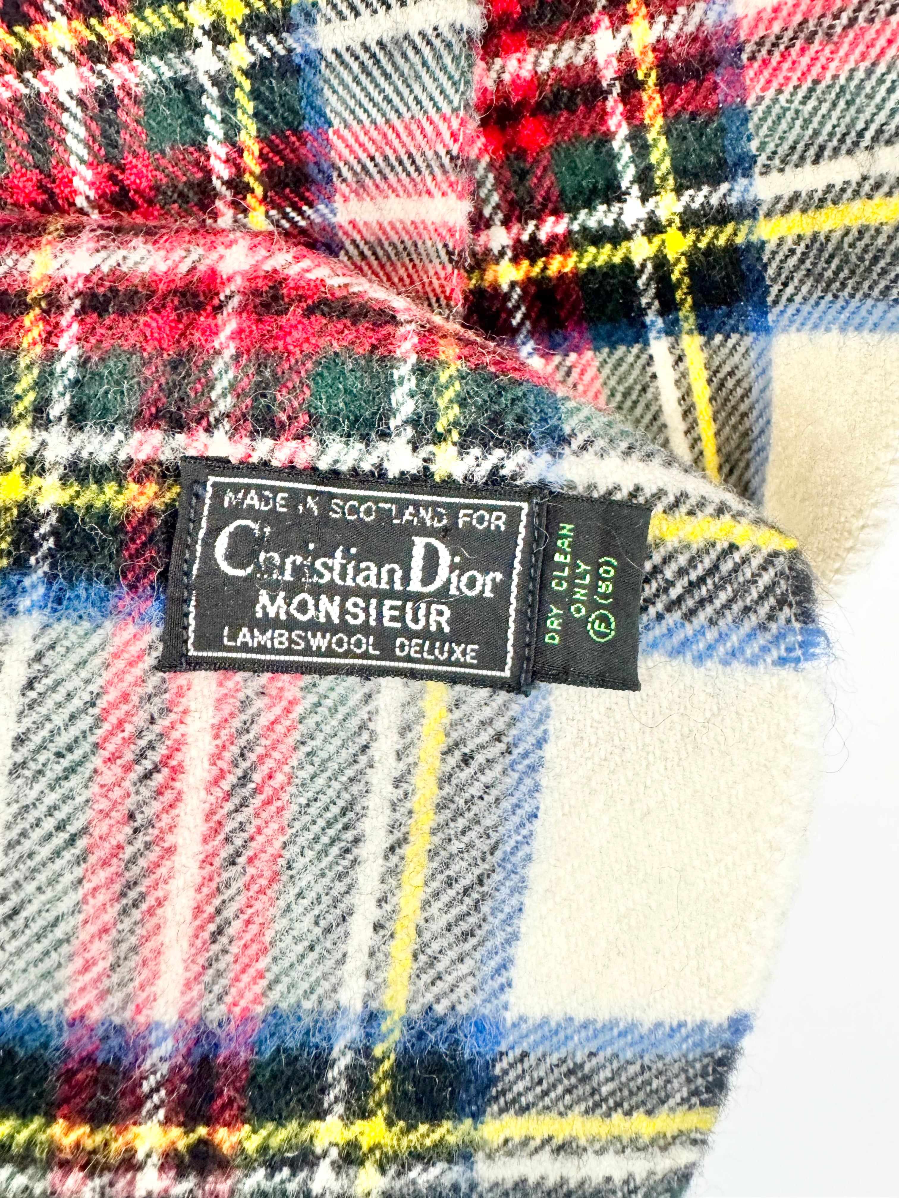 Vintage Christian Dior Monsieur Tartan Lambswool Scarf