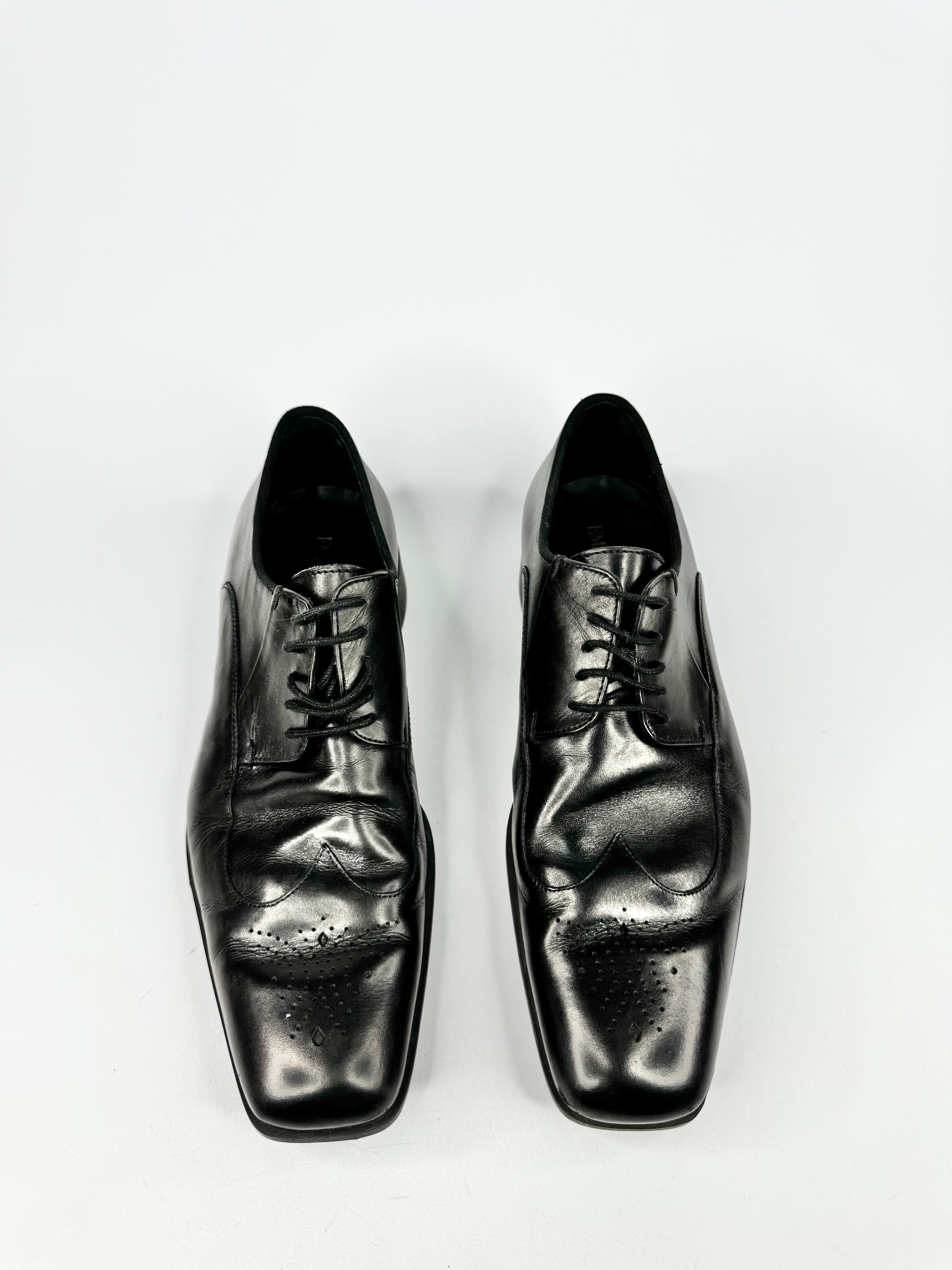Emporio Armani Black Brogue Pattern Shoes - EU43.5
