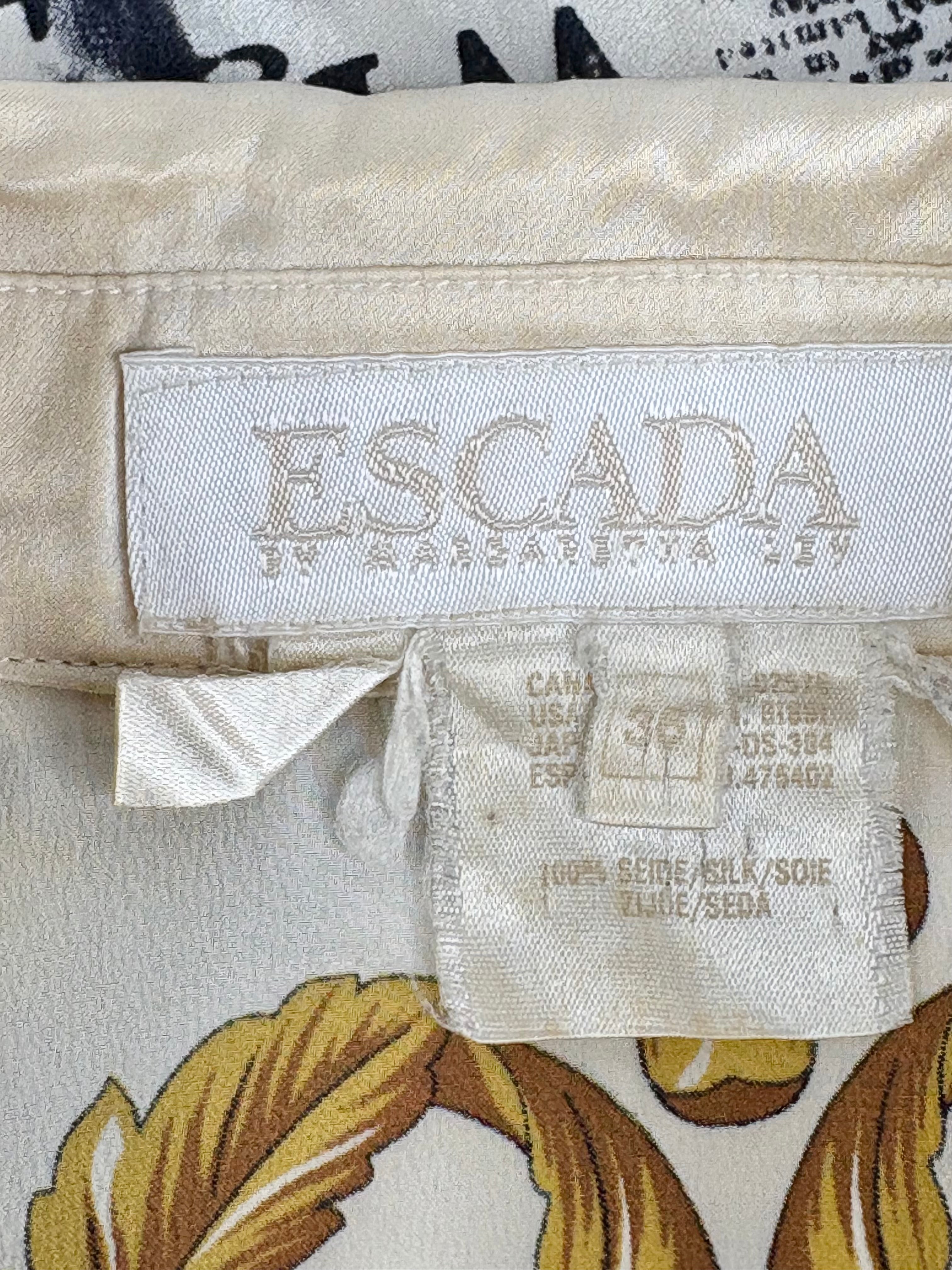 Escada by Margaretha Ley Vintage Majolica Pattern Silk Blouse - AU8