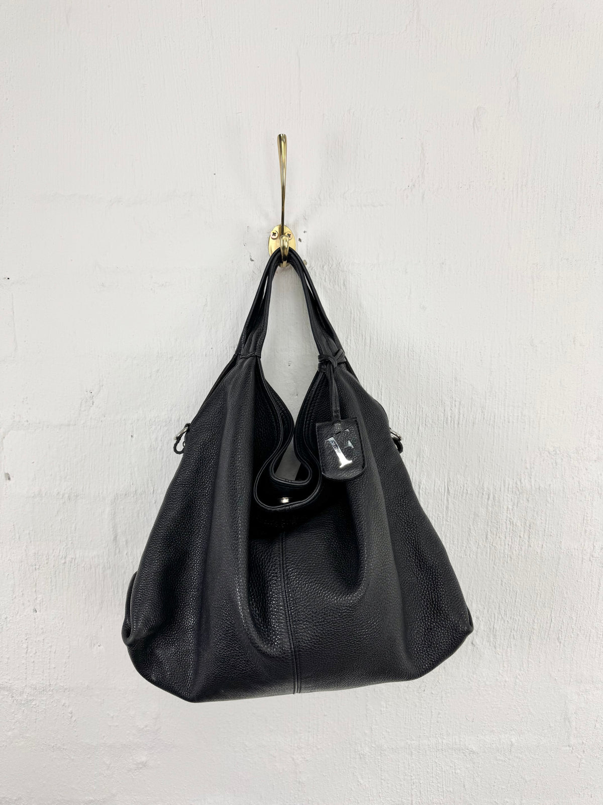 Furla Black Grained Hobo Bag