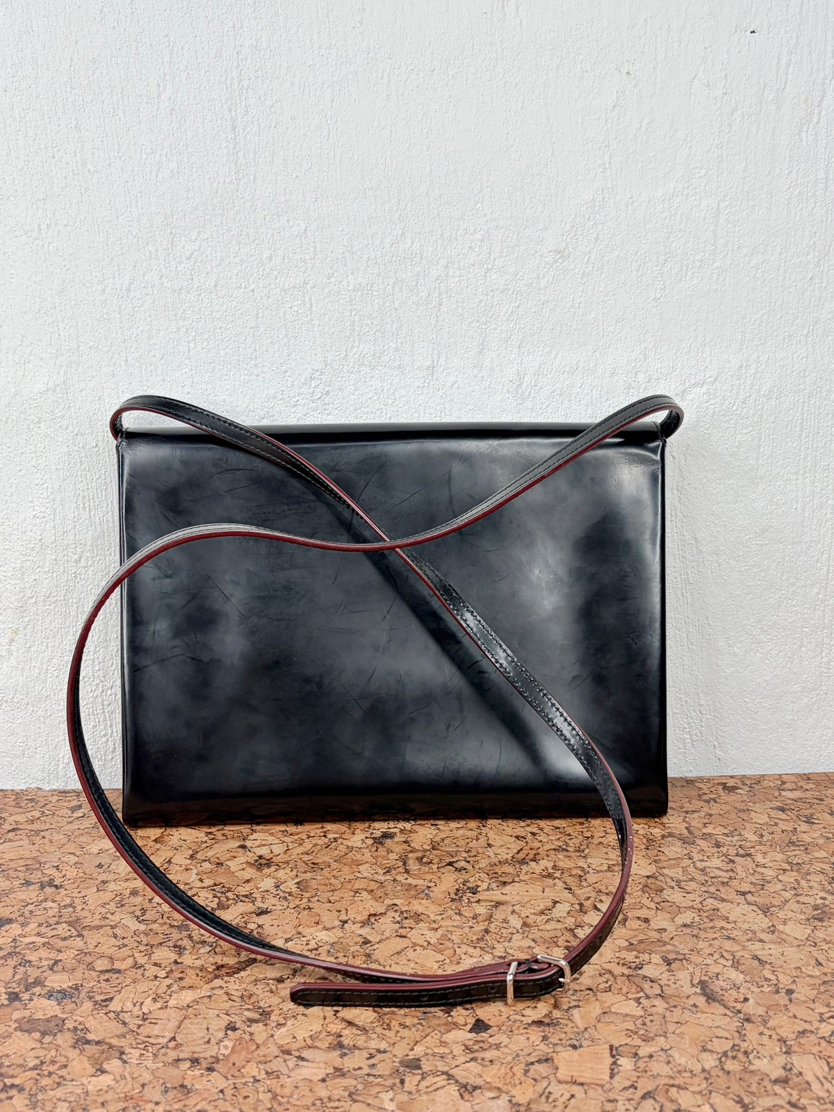 Bally Black & Red Smooth Leather Cross Body Bag