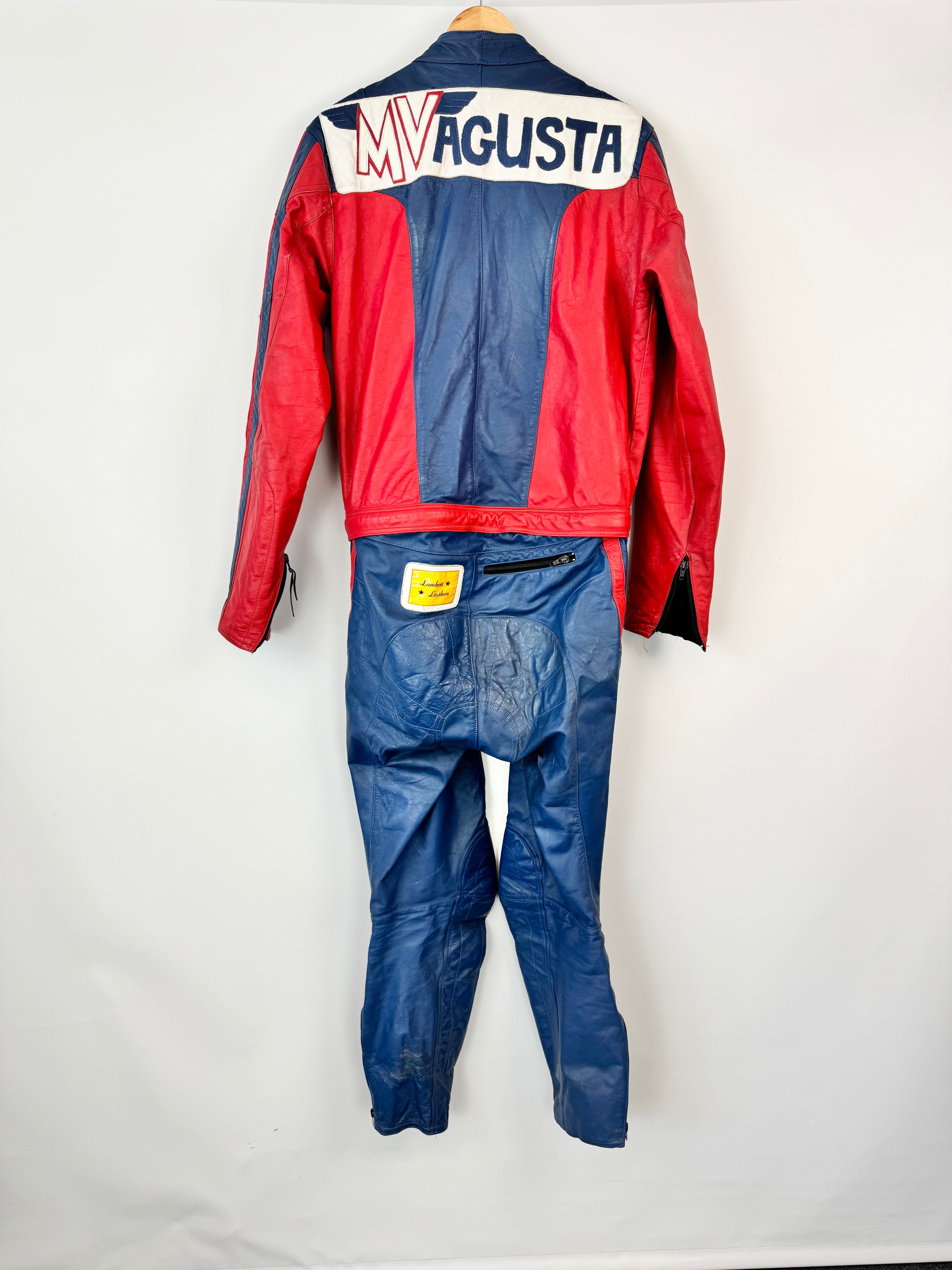 Vintage Lambert Leathers Blue & Red Racing Suit - L