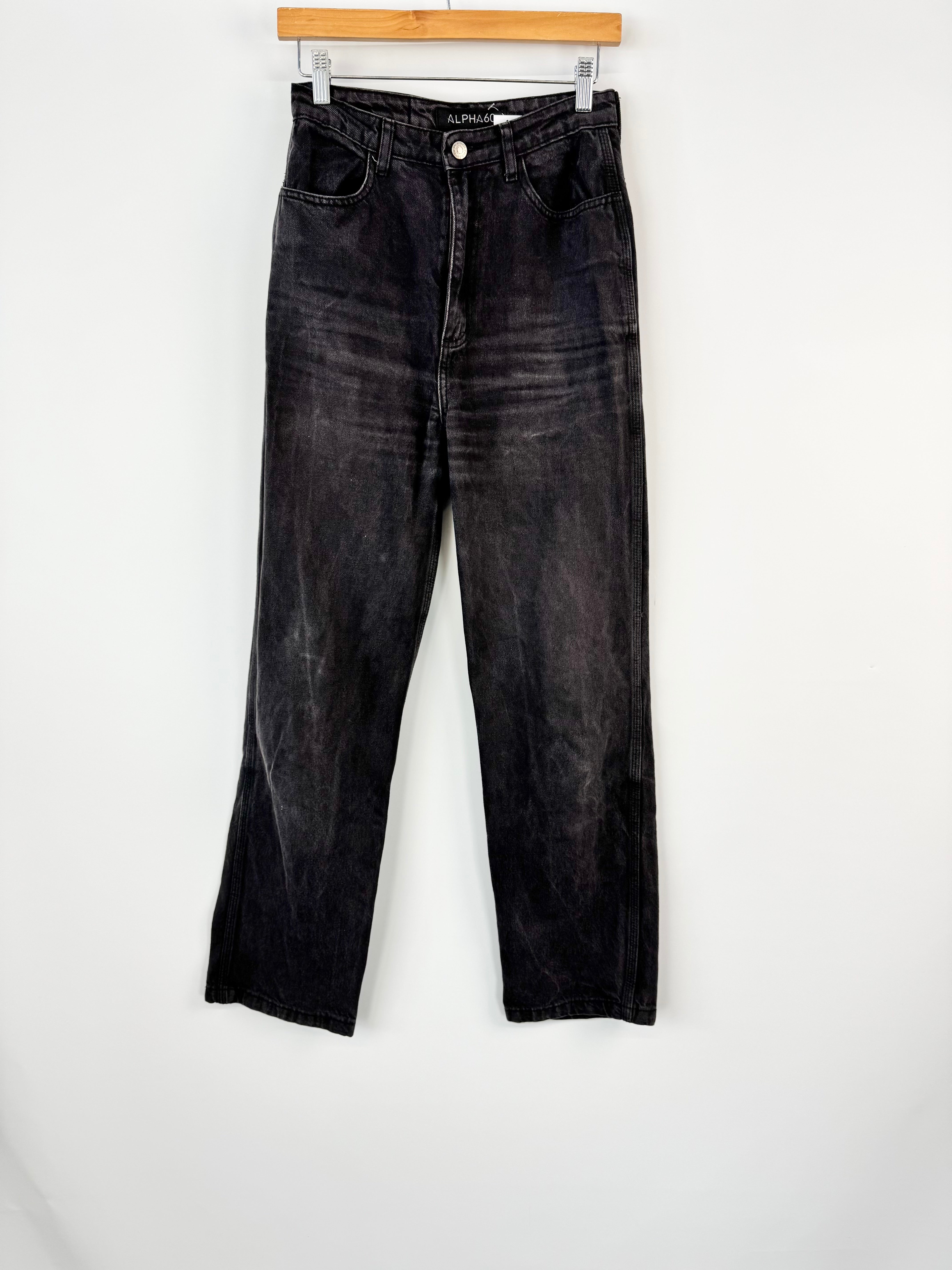 Alpha60 Grey Stone Washed High-Waisted Jeans - AU8