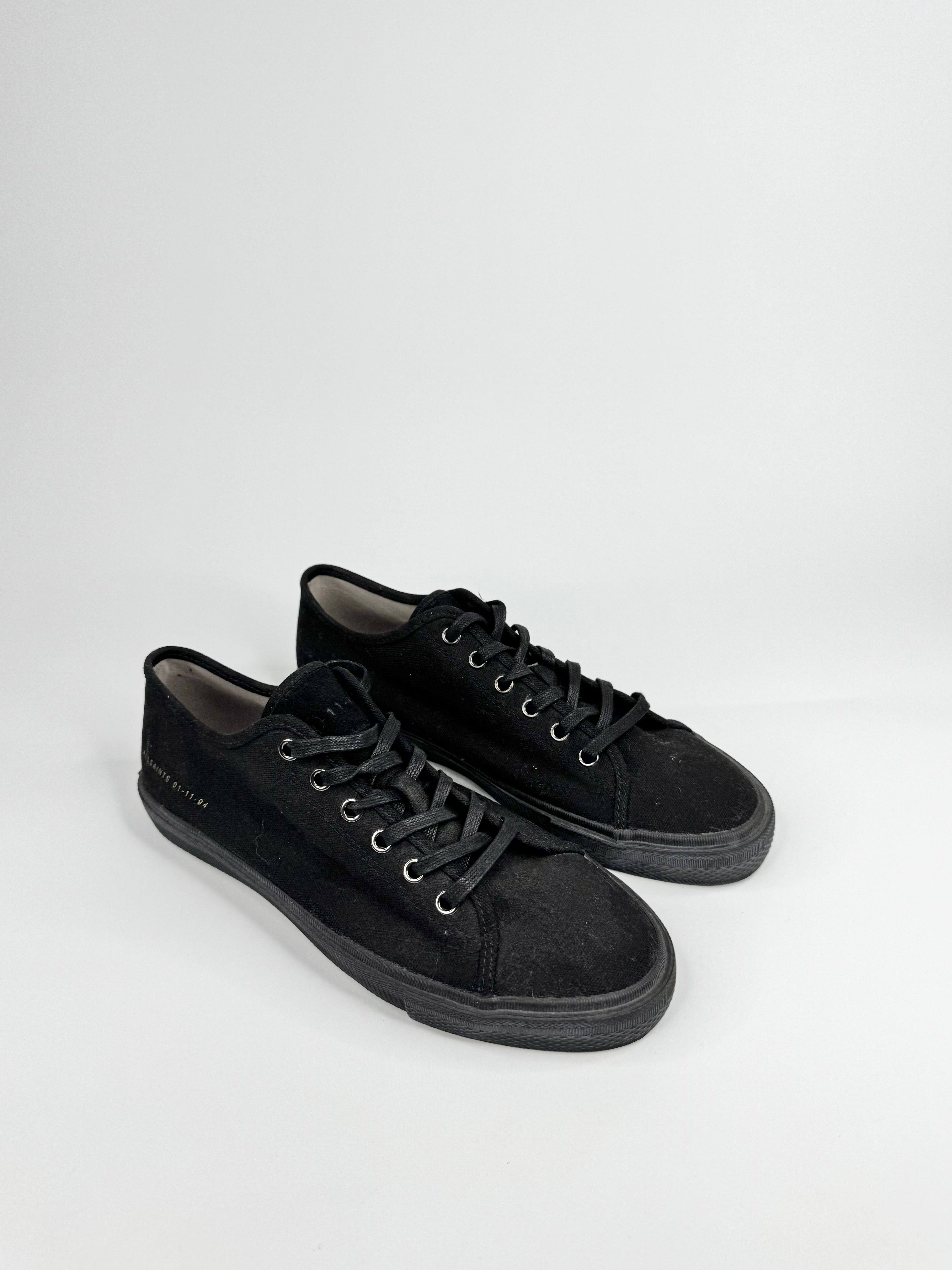 All Saints Black Lace Up Low Top Sneakers - EU42
