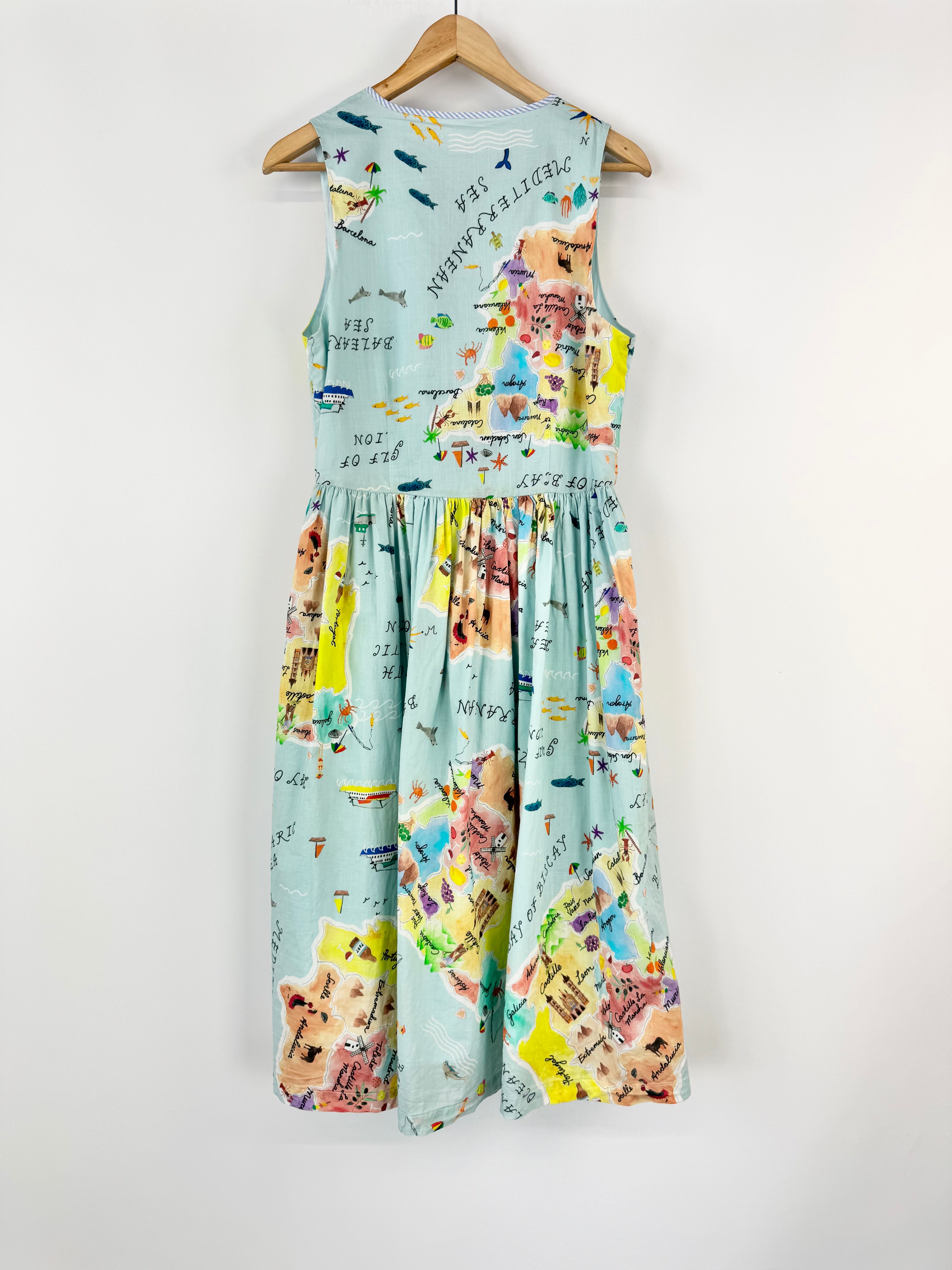 Gorman Blue Map Print 'Espana' Wrap Dress - AU12