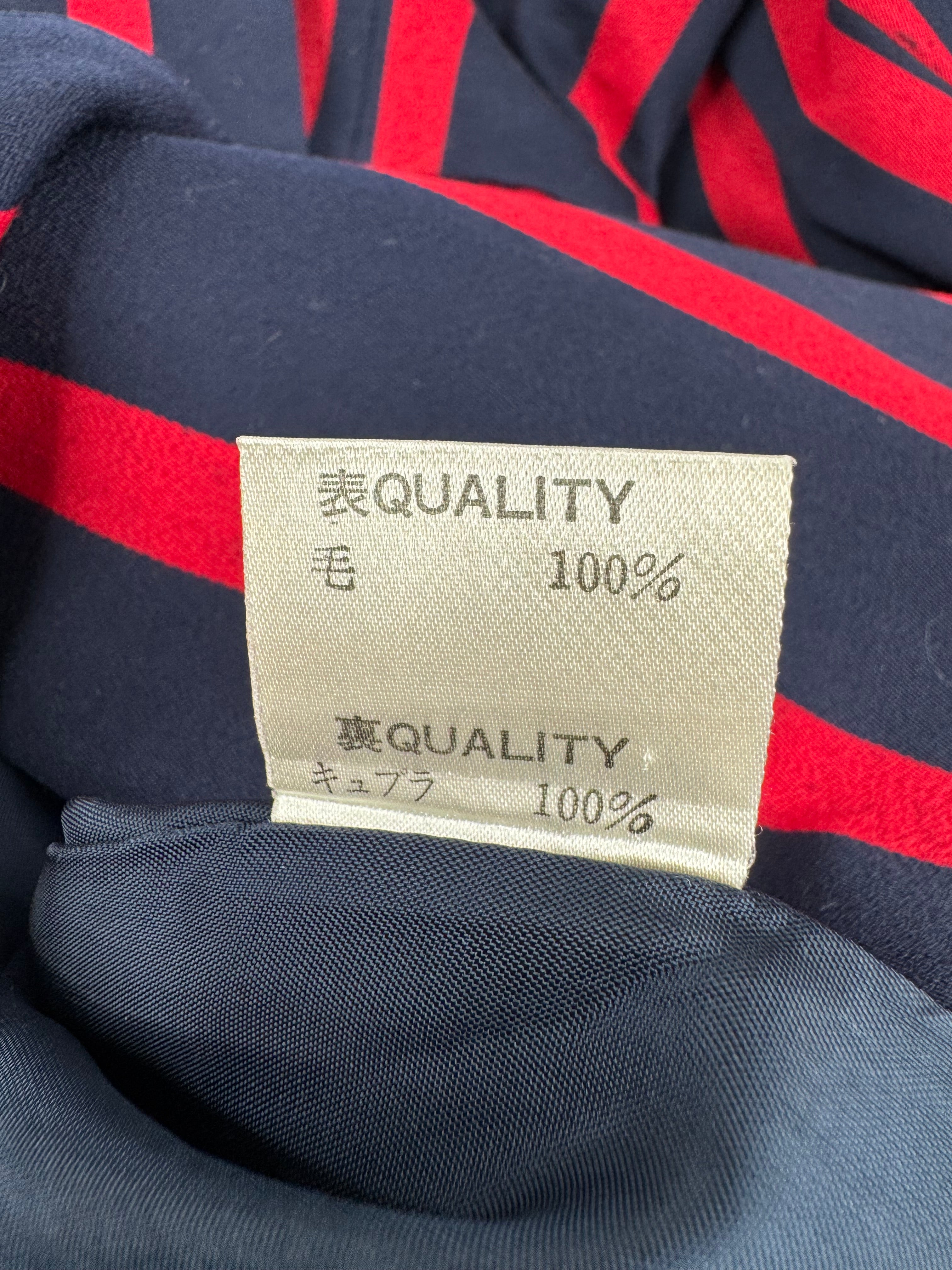 Navy & Crimson Striped Tailored Wool Blazer Dress - AU10/12