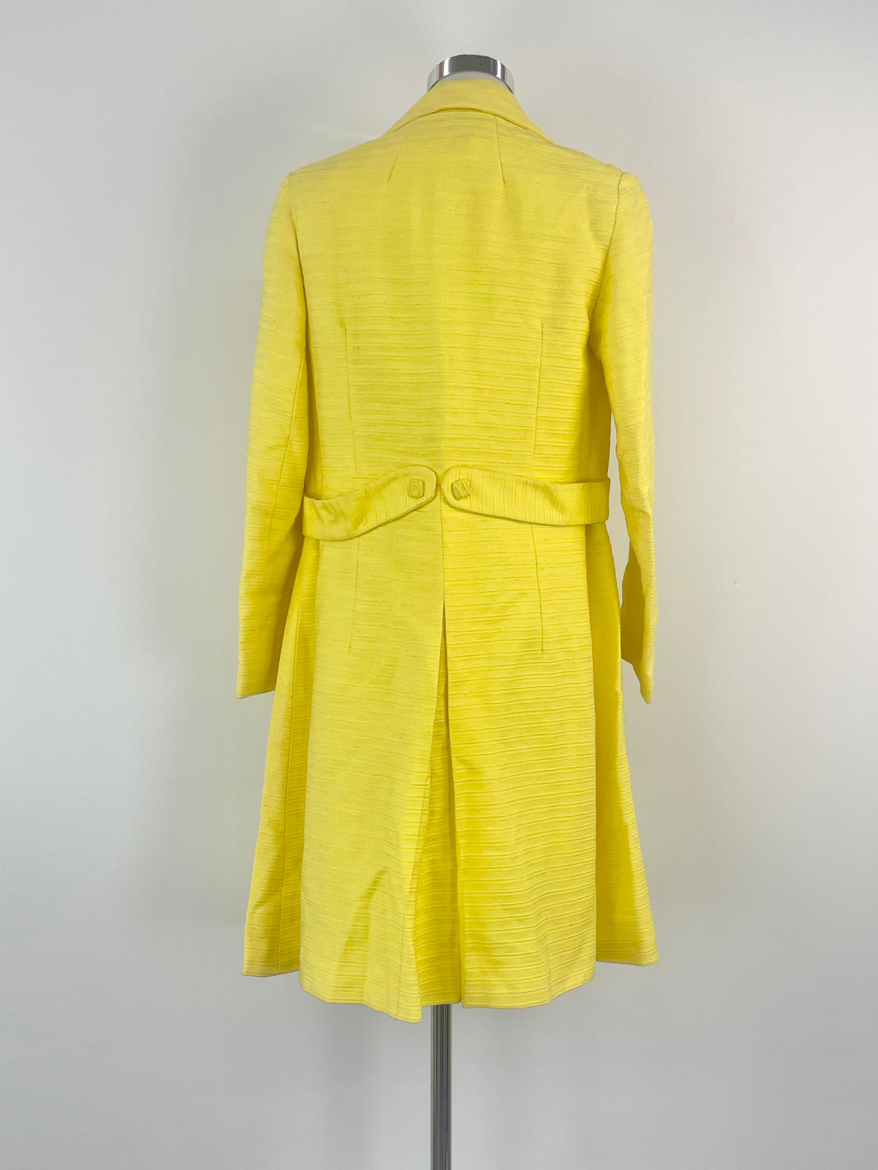 Vintage Merco Davron Canary Yellow Ribbed Coat & Dress Set - AU8