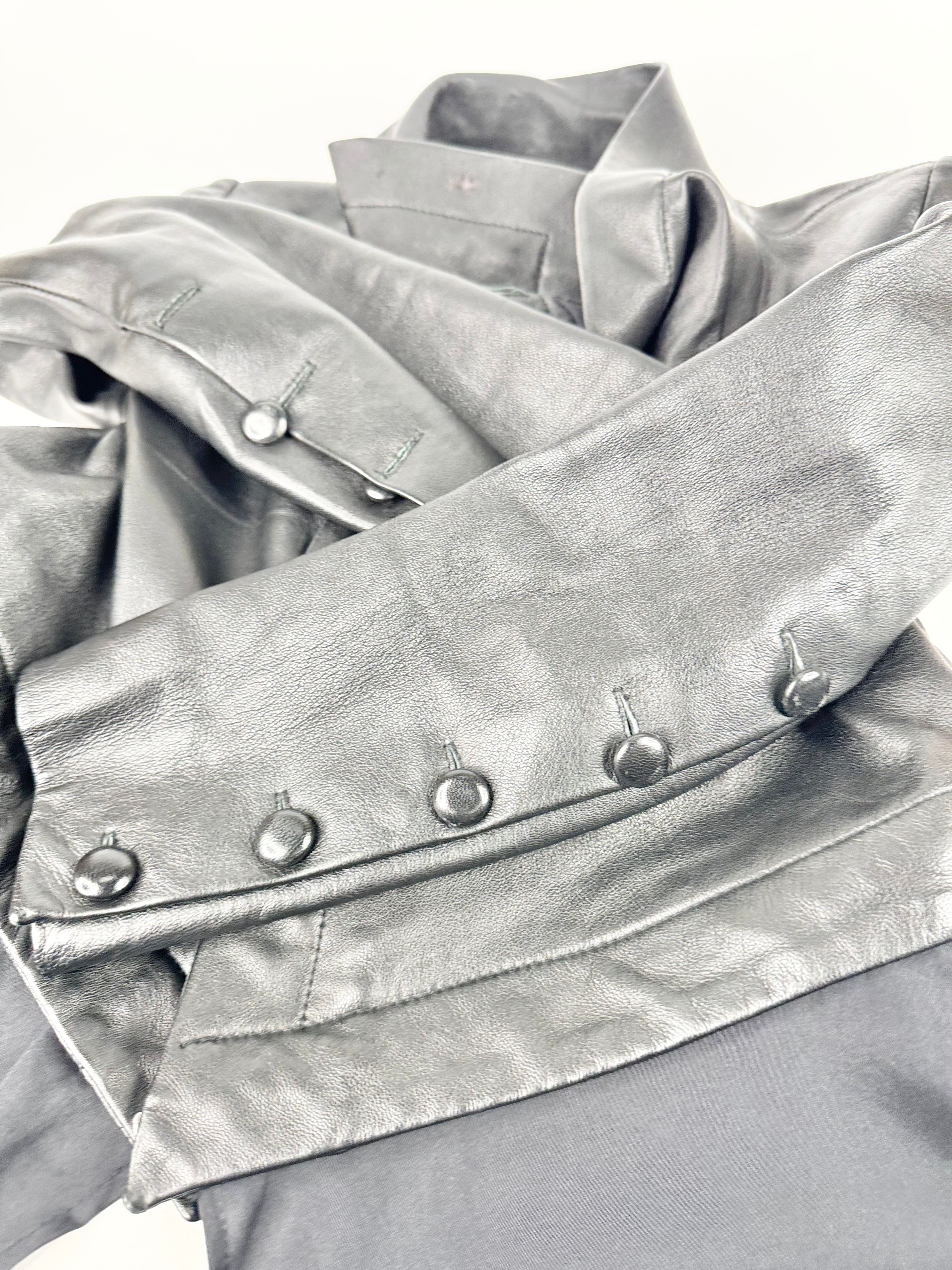 Ebony Eve Black Silk Trim Leather Jacket - AU8