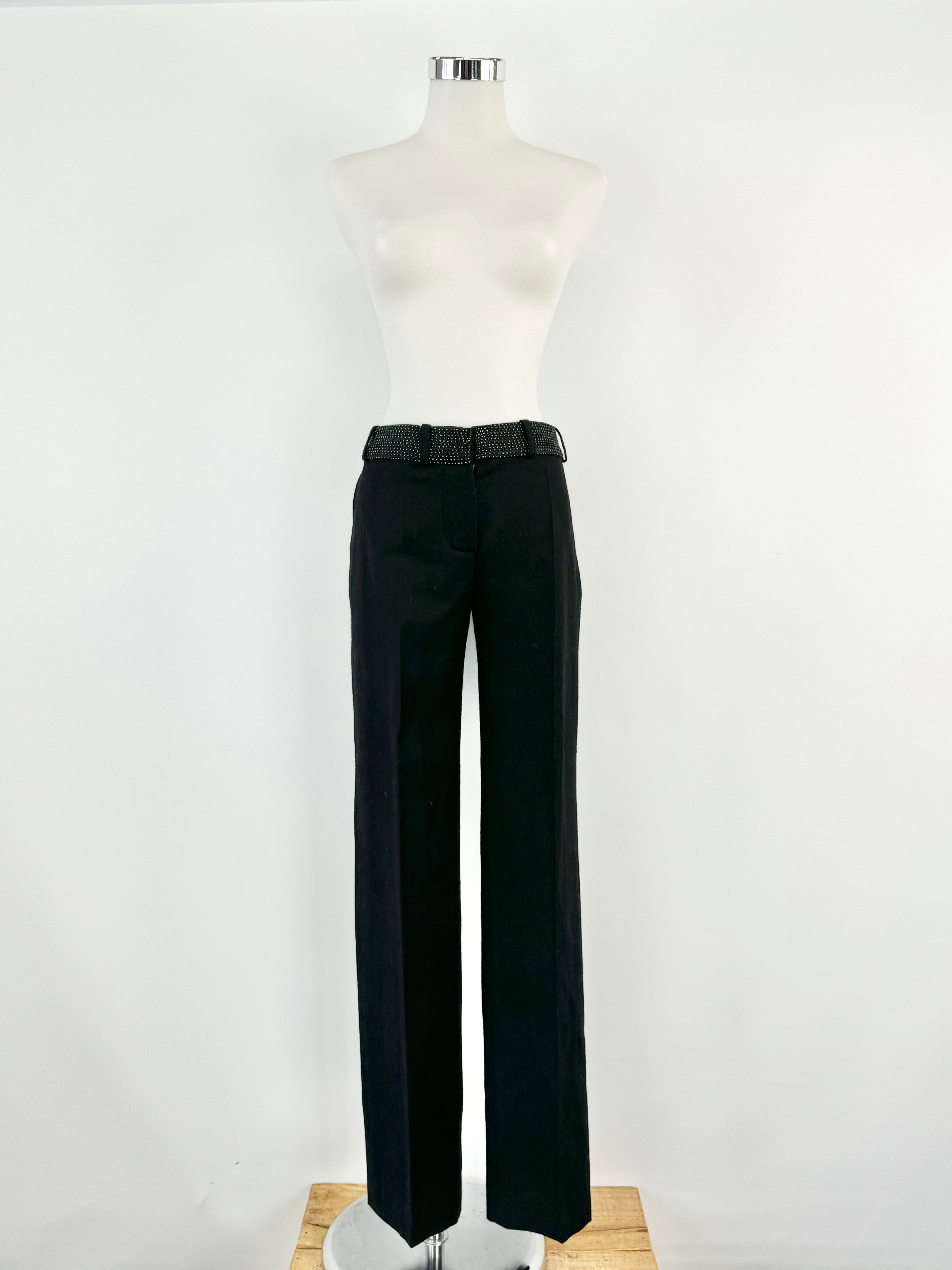Chloe Black Wool Beaded Waist Slacks - AU10