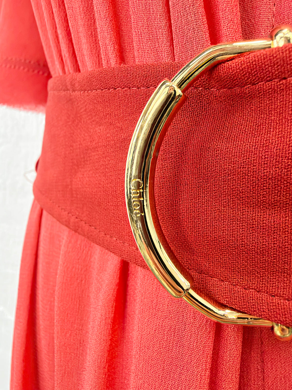 Chloé Sepia Orange Romantic Belted Crepe Dress NWT - AU10