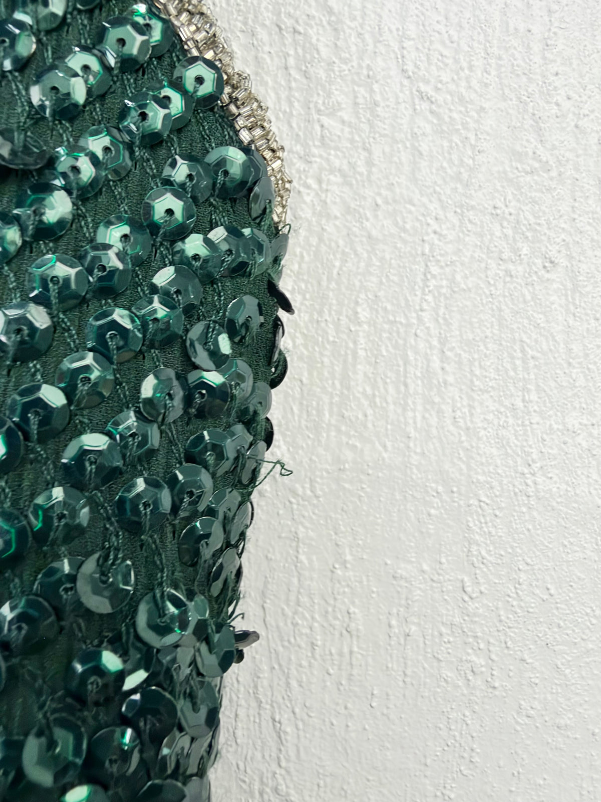 Rachel Gilbert Dark Emerald Sequined & Beaded Gown - AU10/12