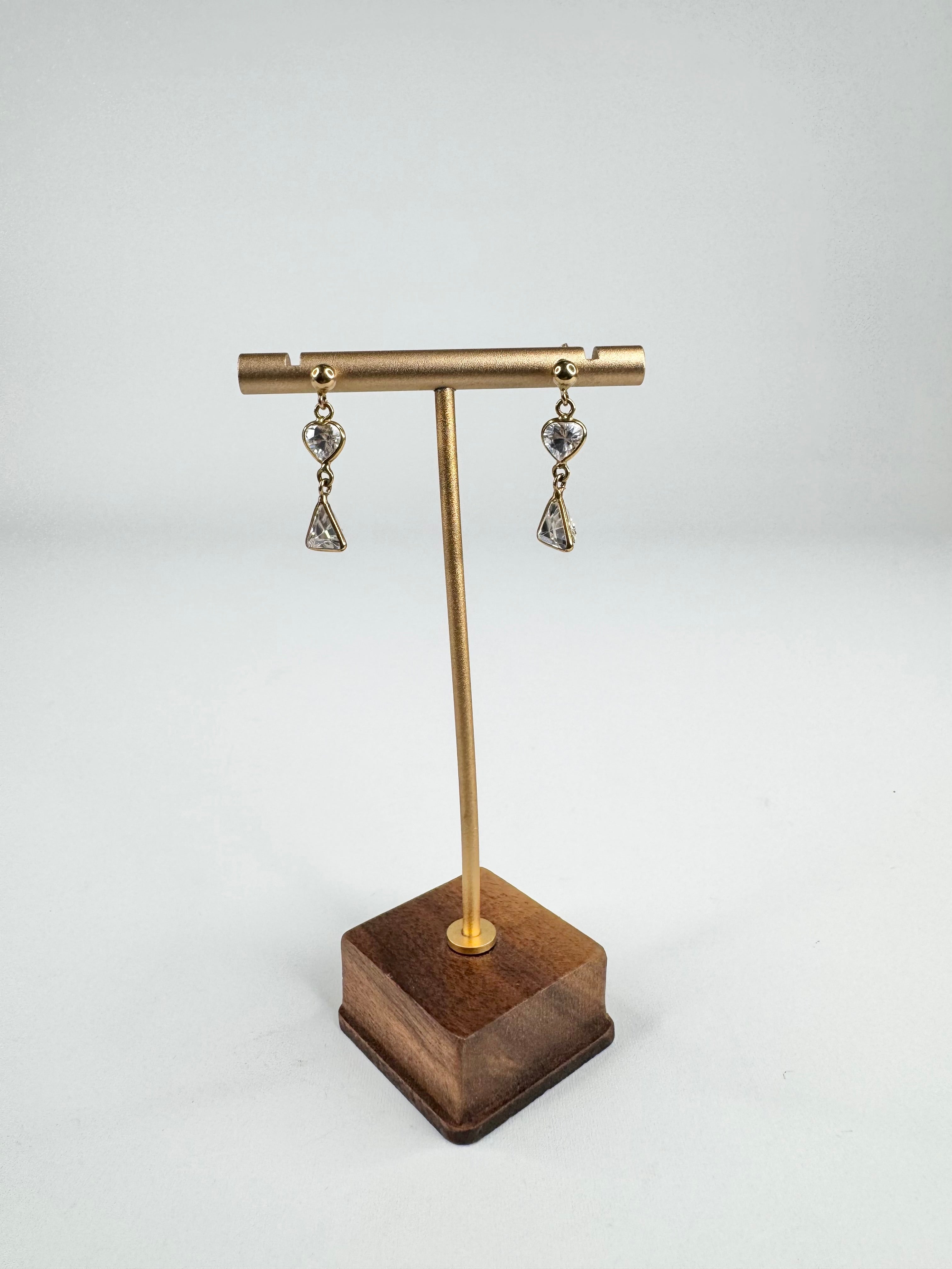 18ct Gold & Cubic Zirconia Drop Earrings