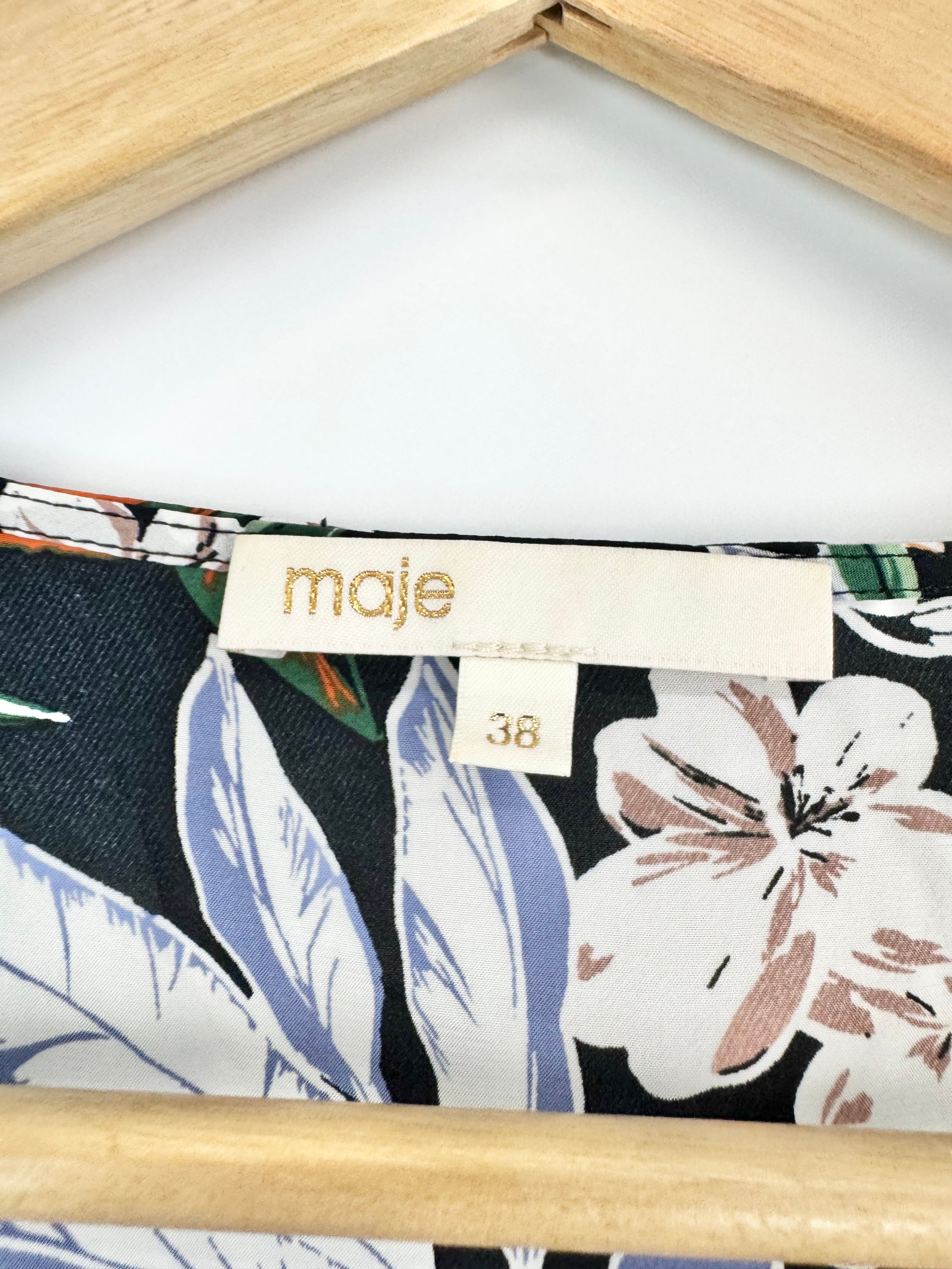 Maje Black Floral & Tiger Patterned Maxi Dress - AU8