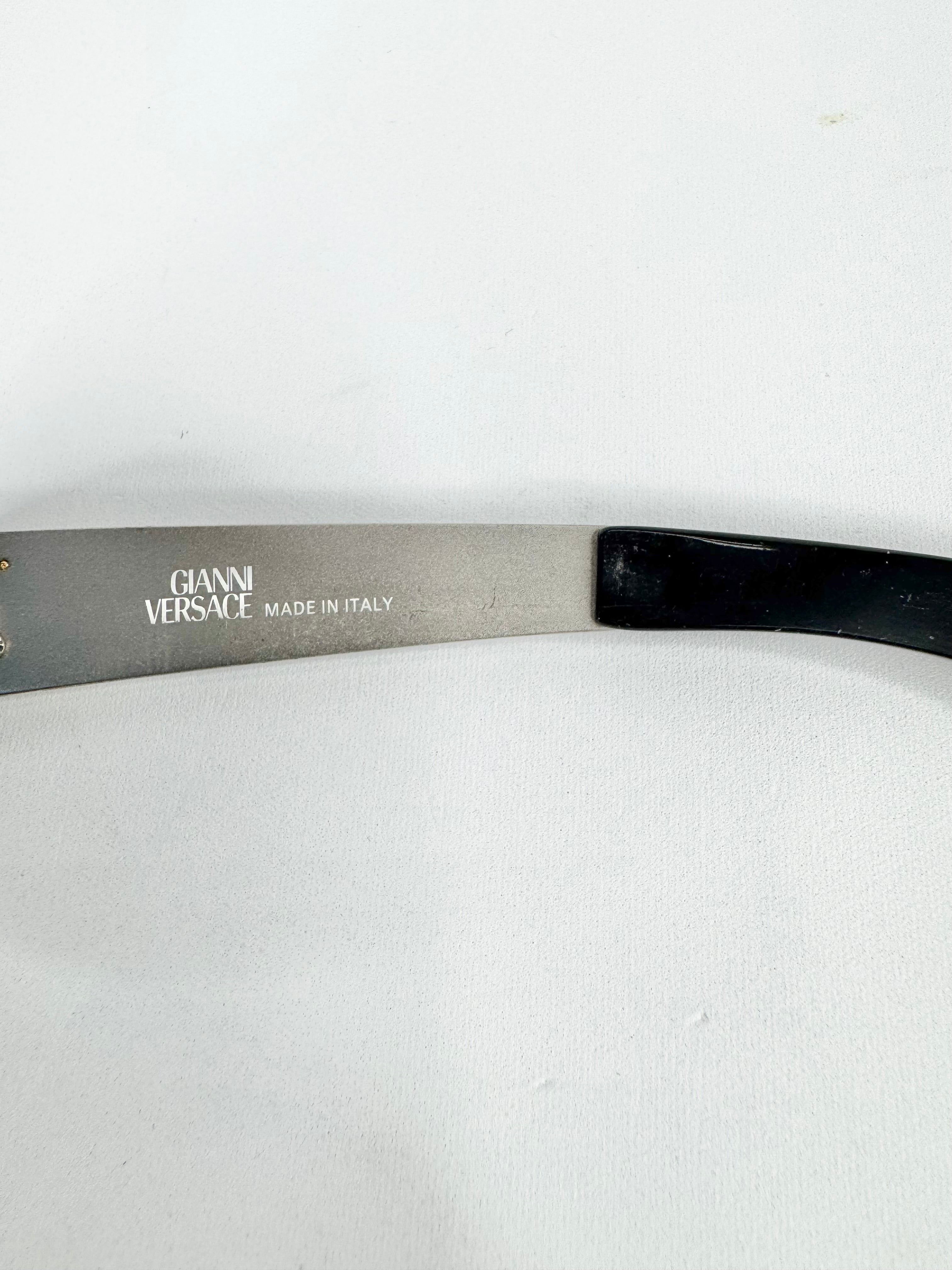 Vintage Gianni Versace Black Oval Frame Sunglasses