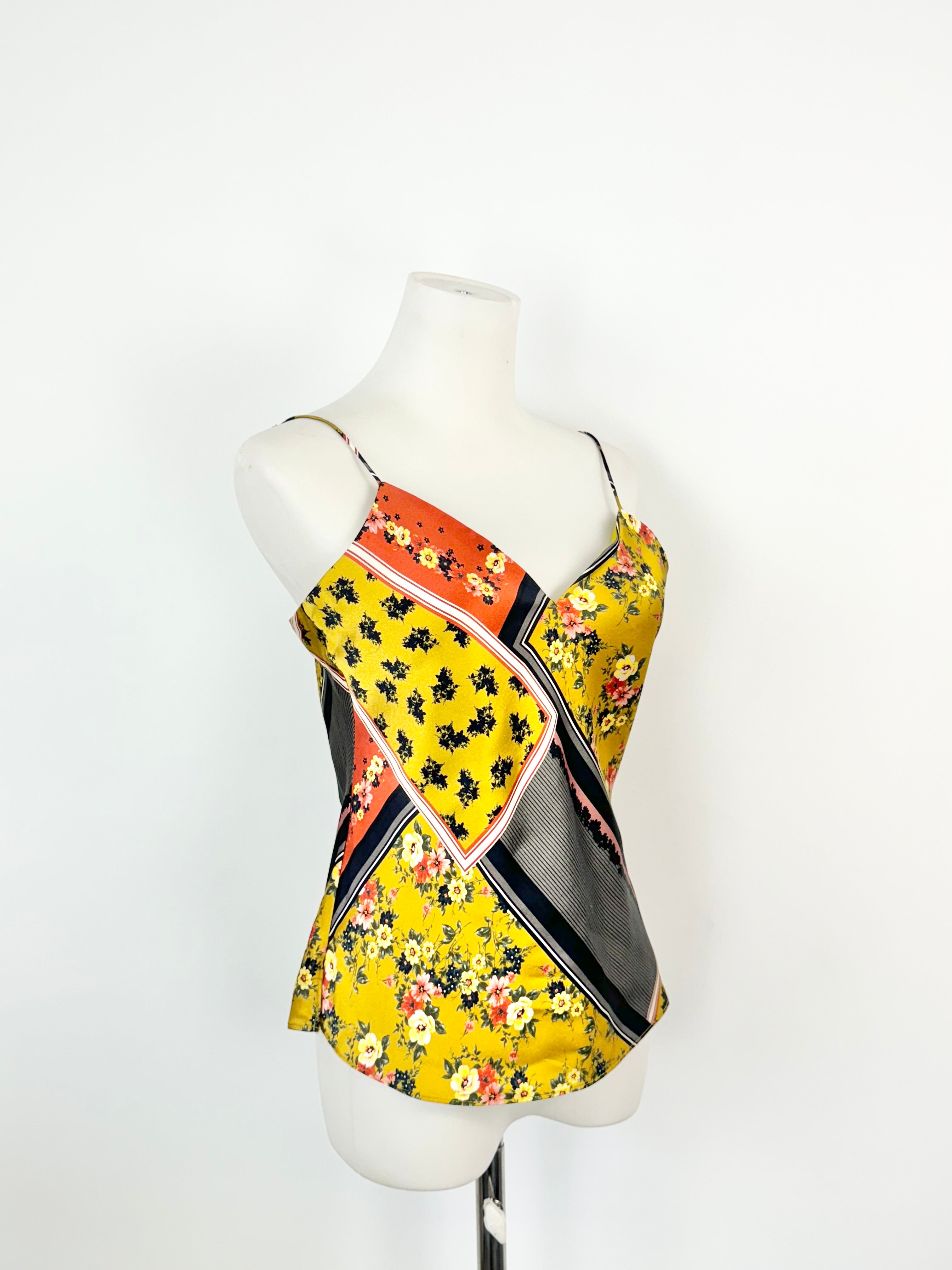 Cami NYC Chartreuse Floral Silk Camisole - AU8