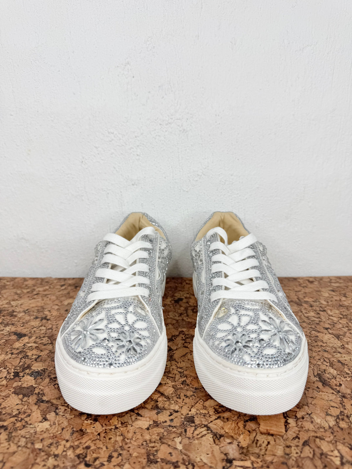 Betsy Johnson White Rhinestone Platform Sneakers - EU40