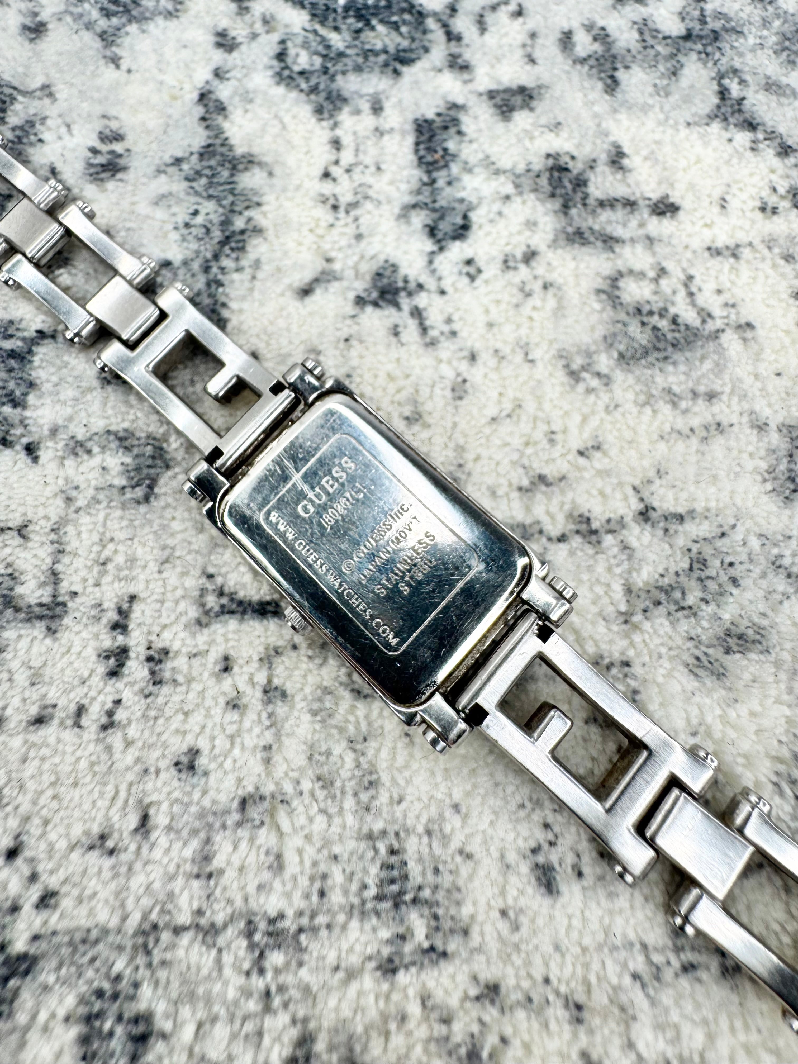Y2K Guess Silver & Diamonte Embellished Watch