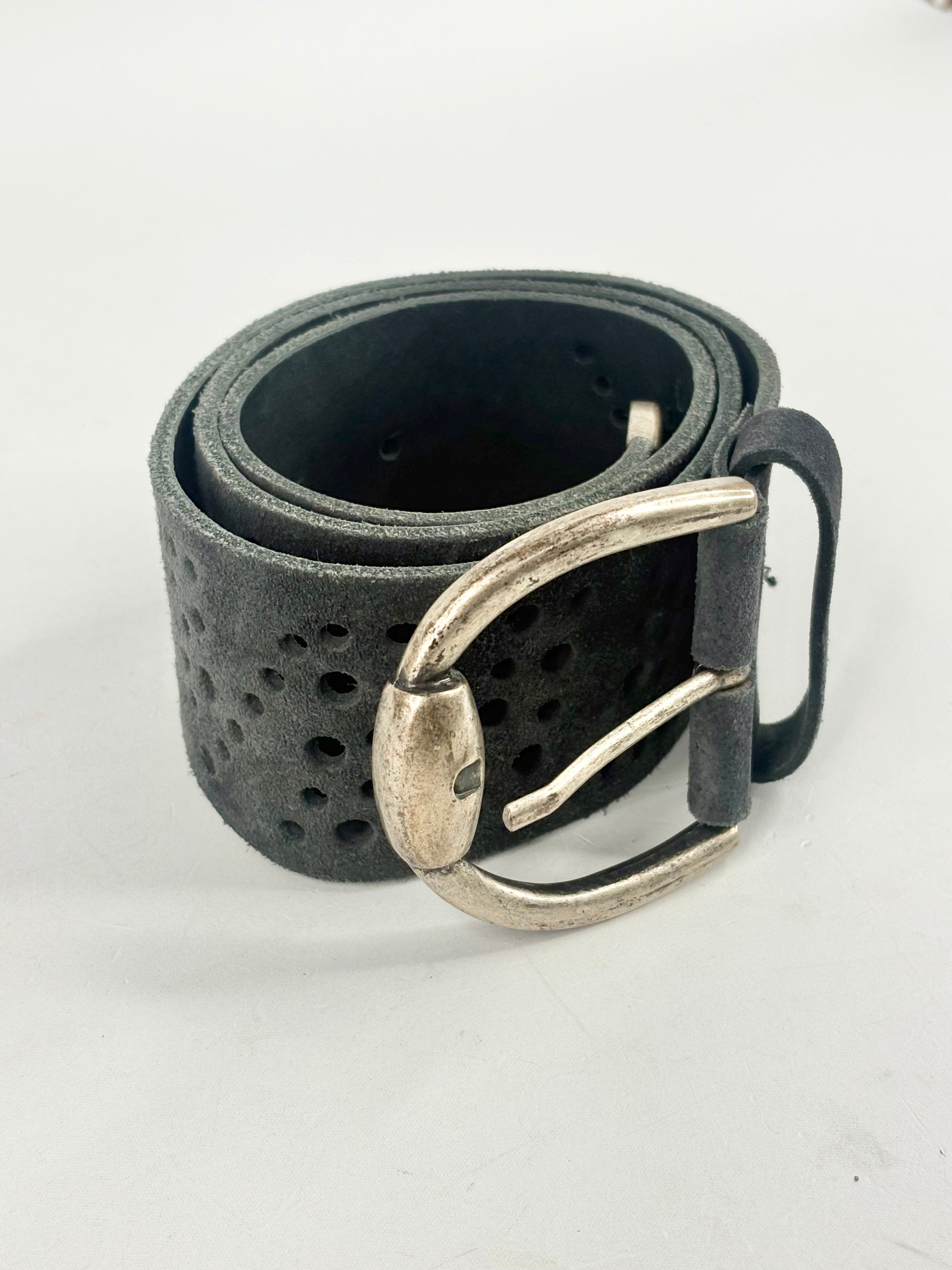 Miss Sixty Black Leather Perforated-Label Belt