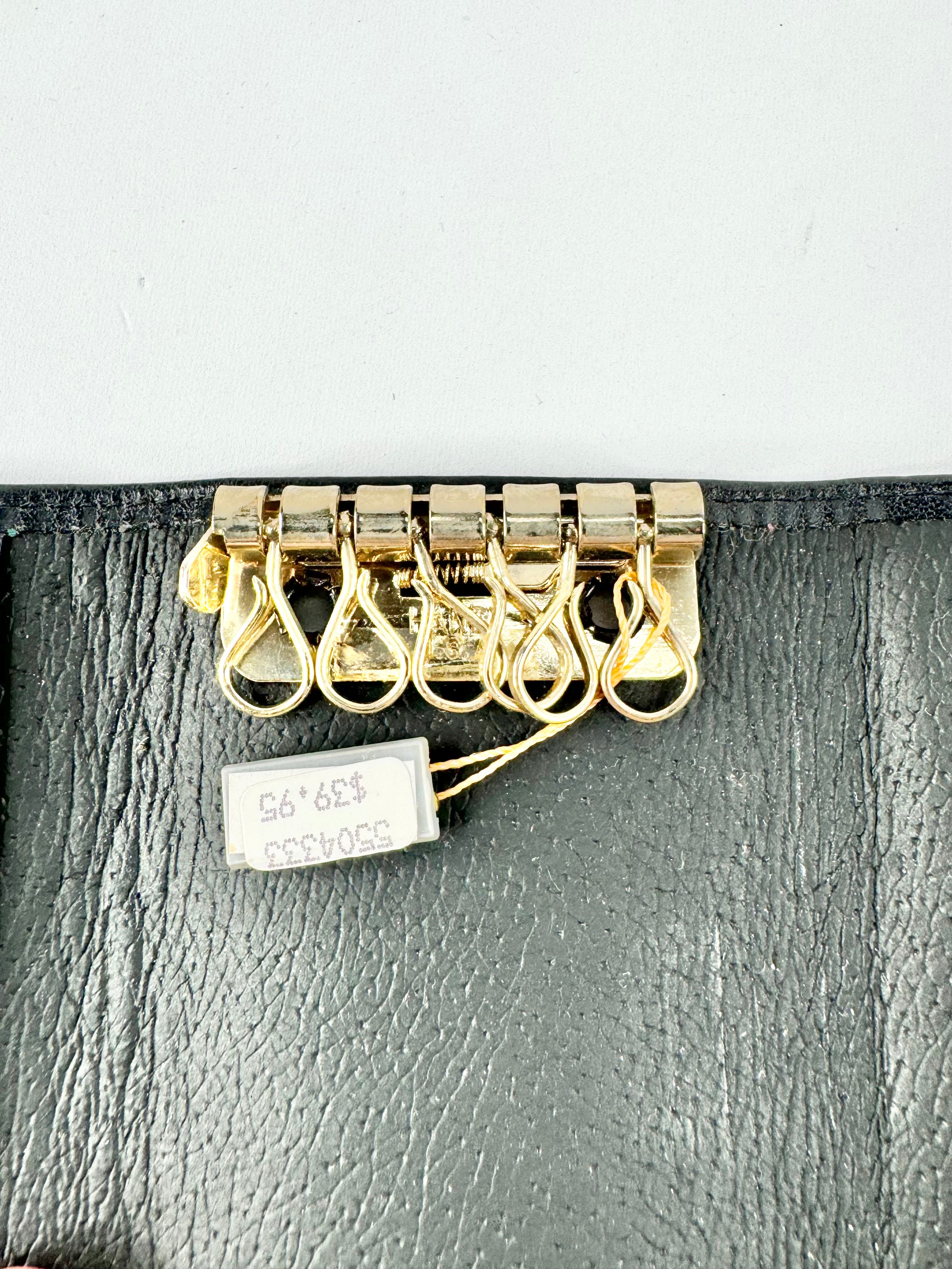 Oroton Sleek Black Leather Key Holder