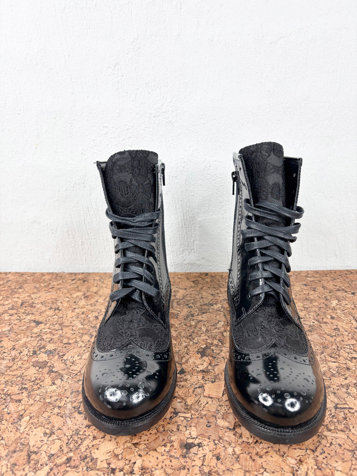 Maliparmi Black Leather & Fabric ‘Precious’ Jacquard Boots - EU41