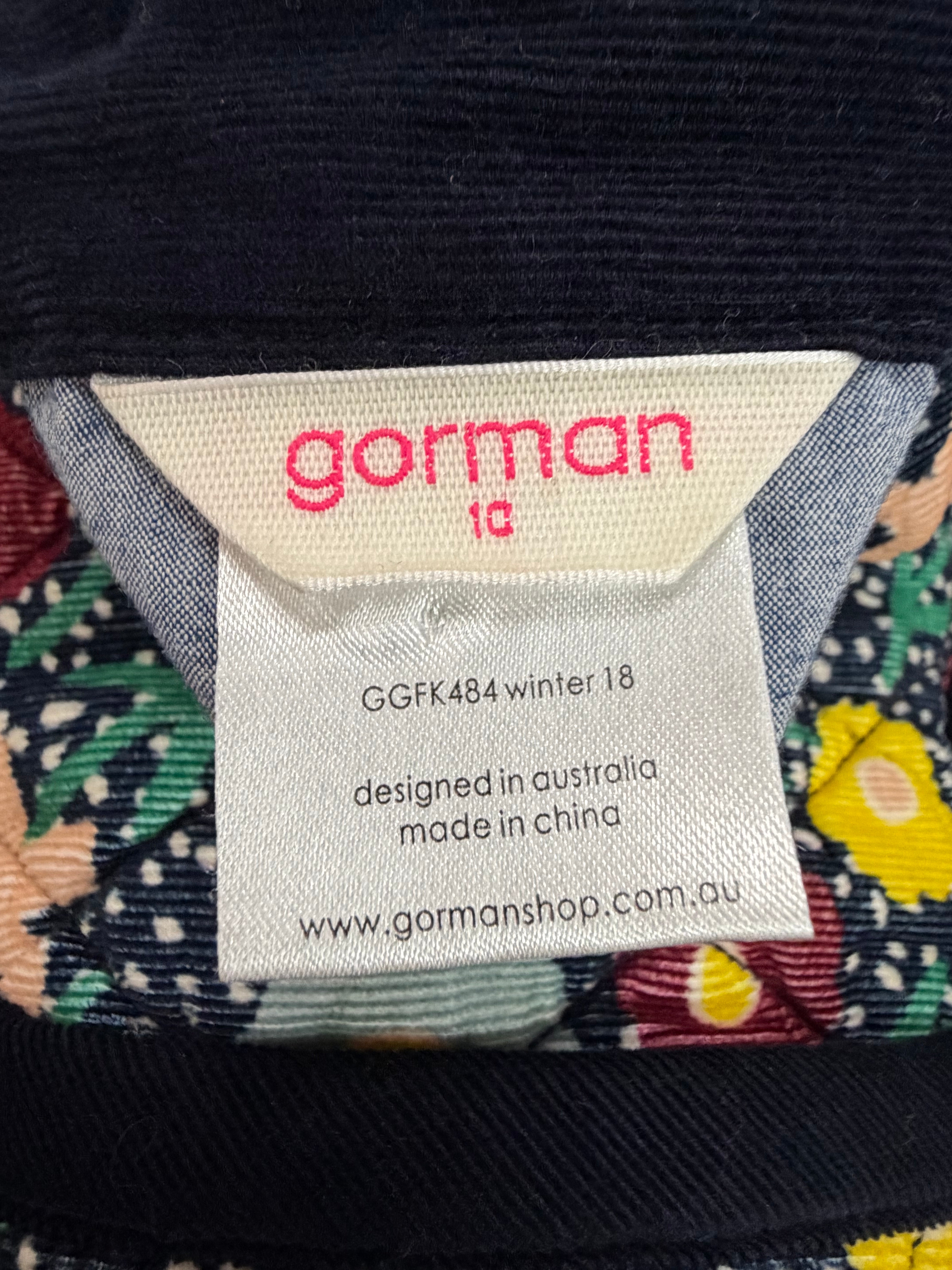 Gorman Retro Floral Patterned Diamond Quilted Corduroy Coat - AU10/12